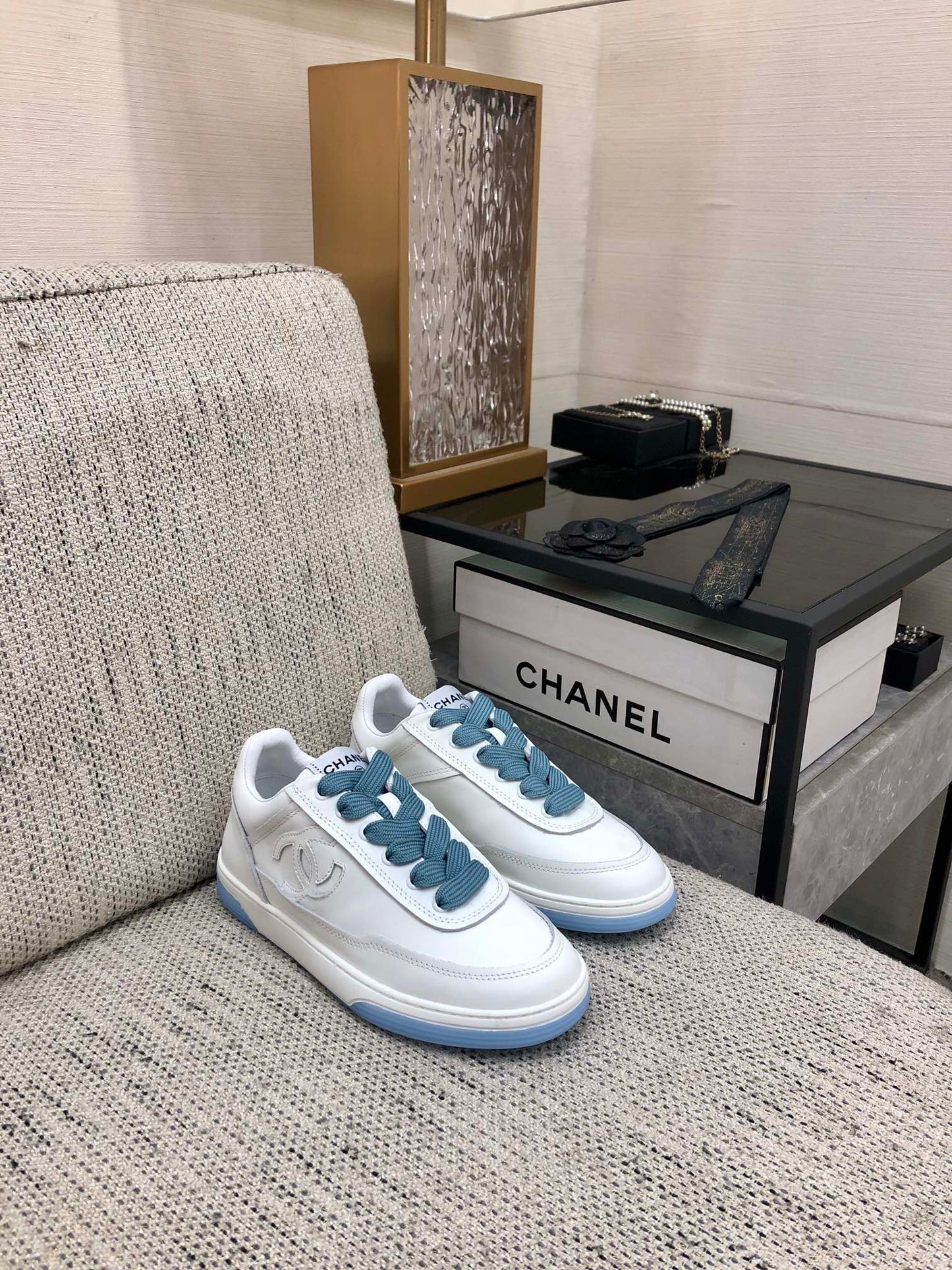 CC Sneaker Blue Mix White Cowhide