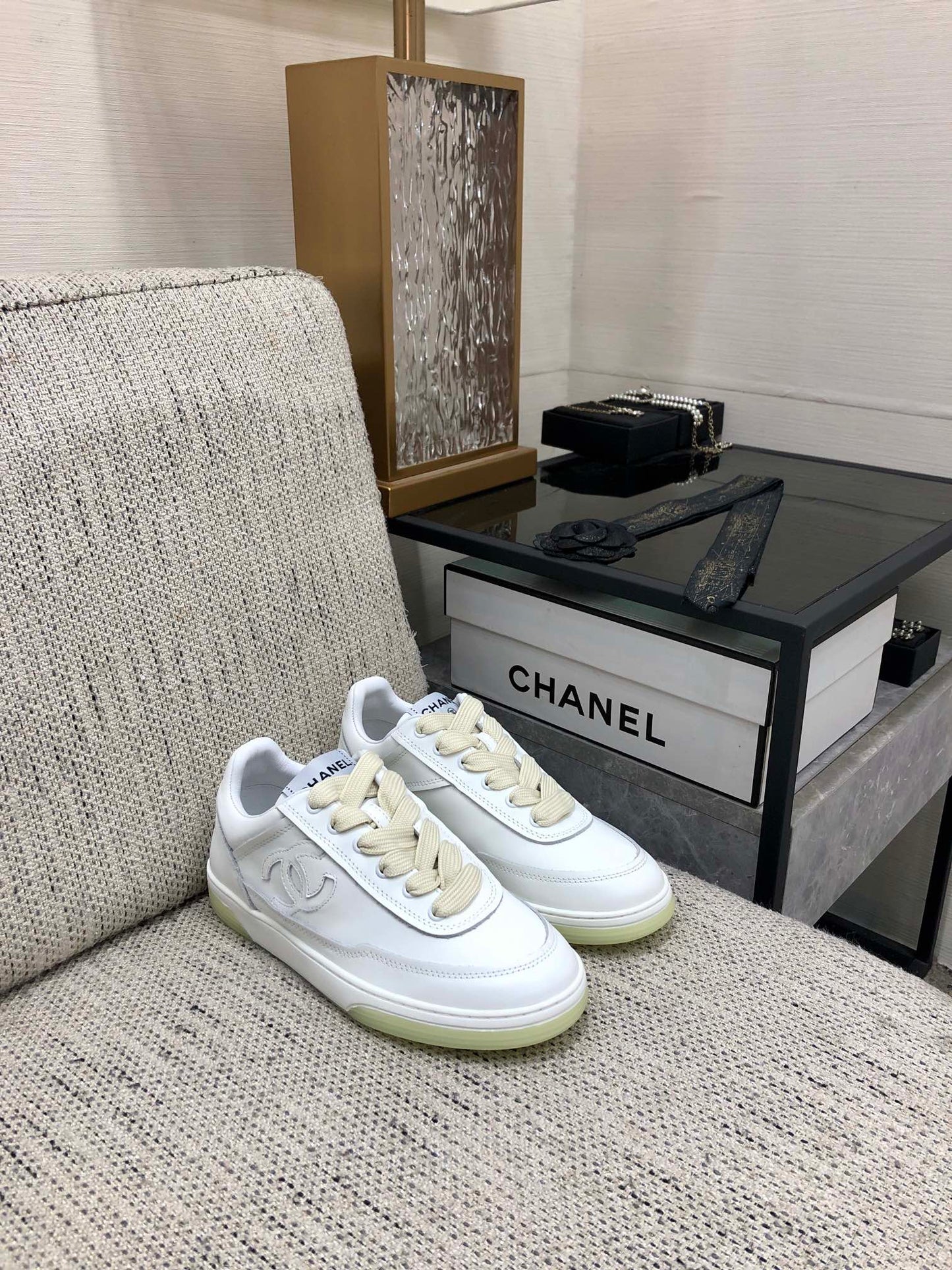 CC Sneaker White Mix Light Yellow Cowhide