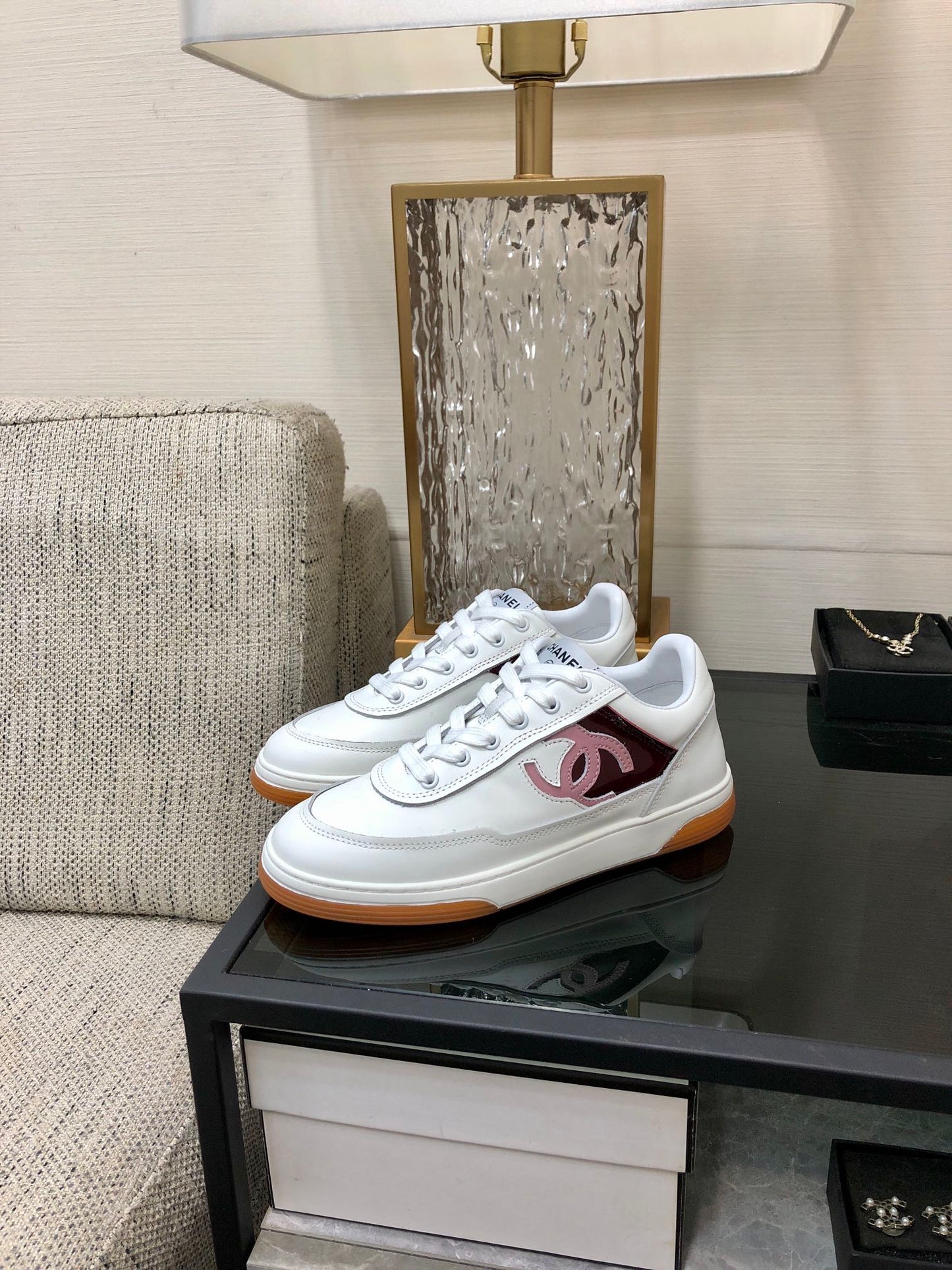 CC Sneaker Dark Red Mix Pink White Cowhide