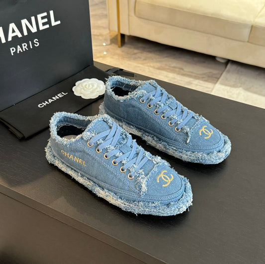 cc low sneaker blue denim embroidery canvas
