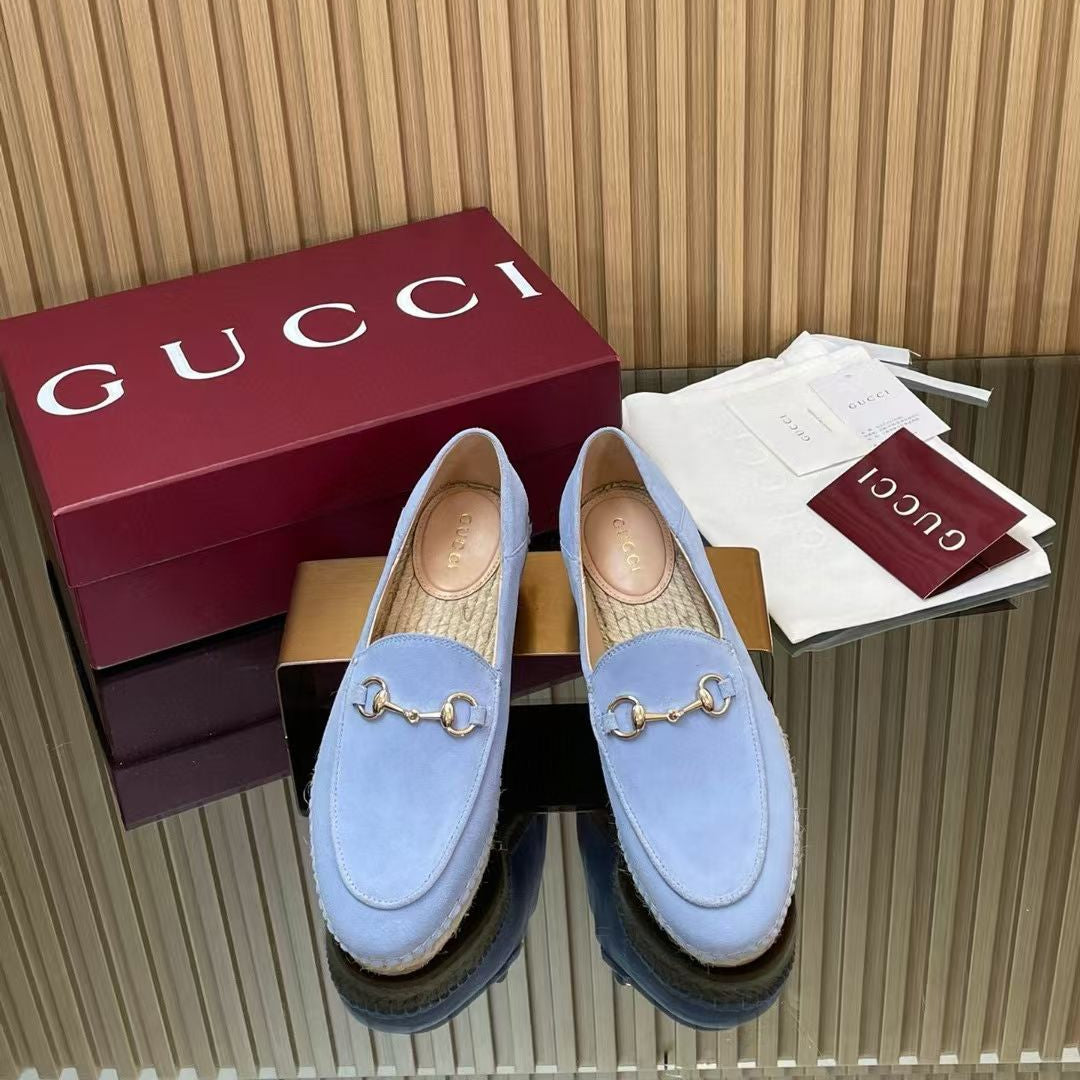 Gucci 26s Loafer In Light Blue Suede