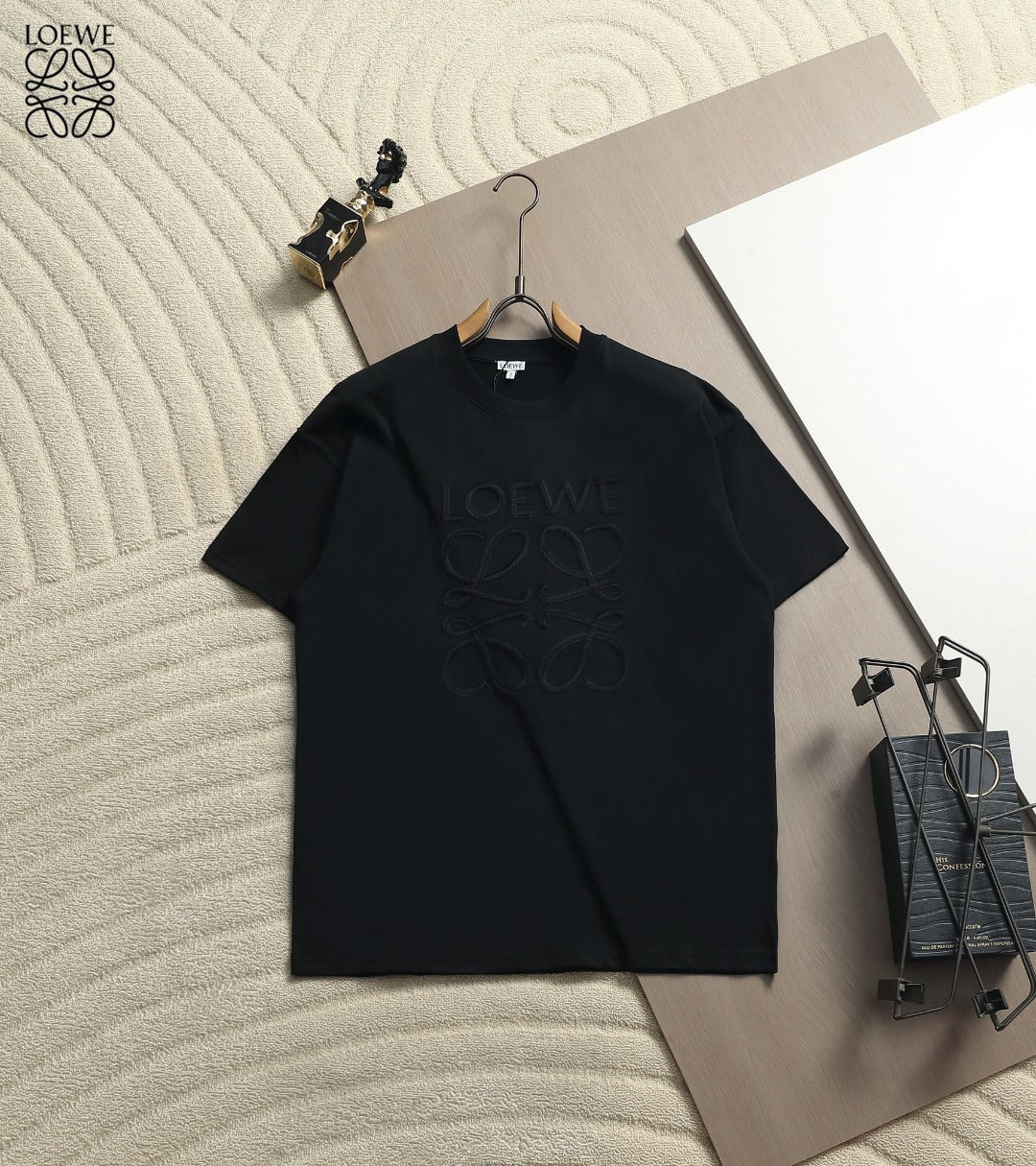 Loewe Men Logo Loose-Fit T-Shirt Black Cotton