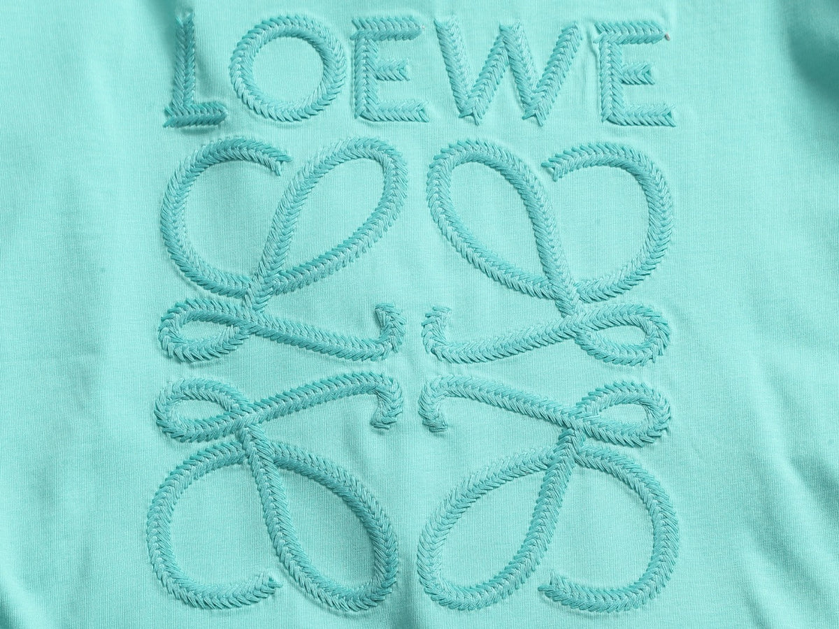 Loewe Men Logo Loose-Fit T-Shirt Light Blue Cotton