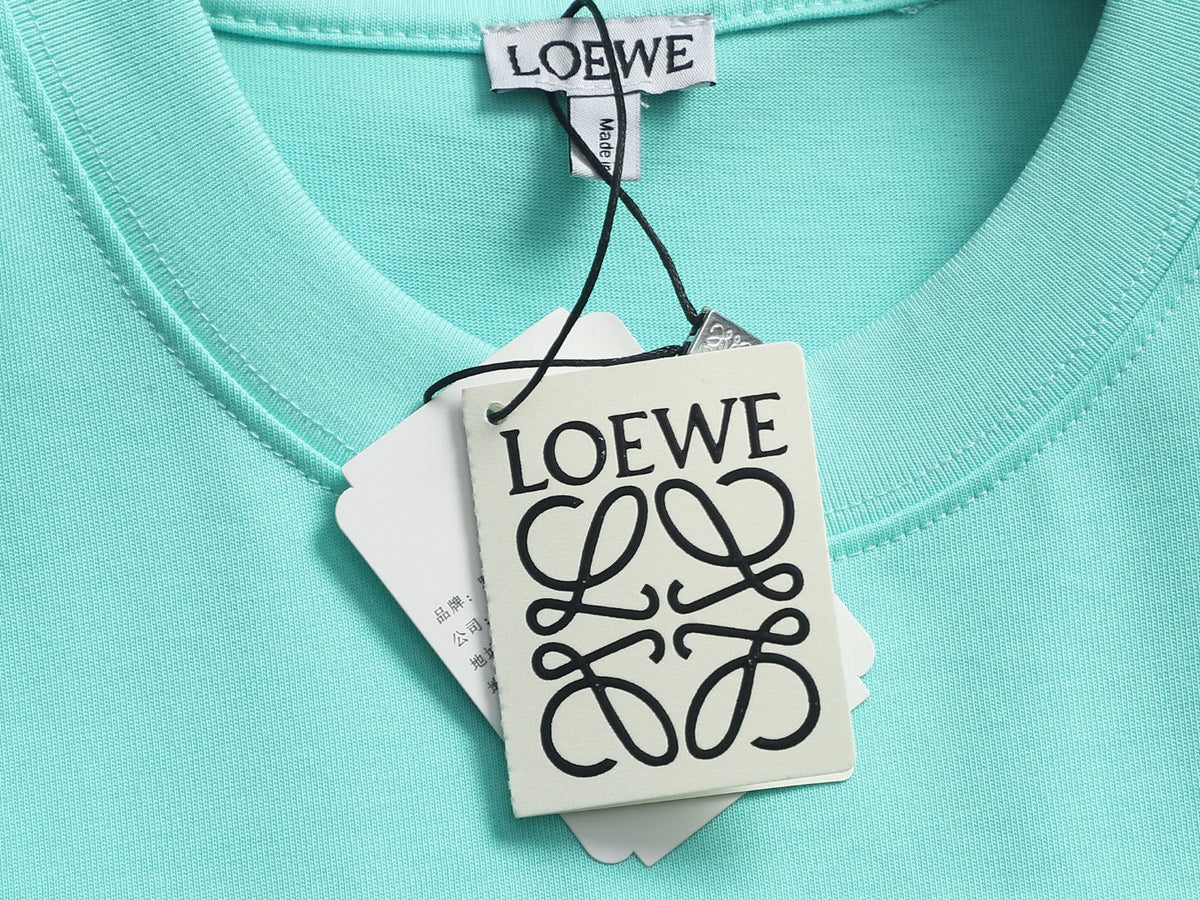 Loewe Men Logo Loose-Fit T-Shirt Light Blue Cotton