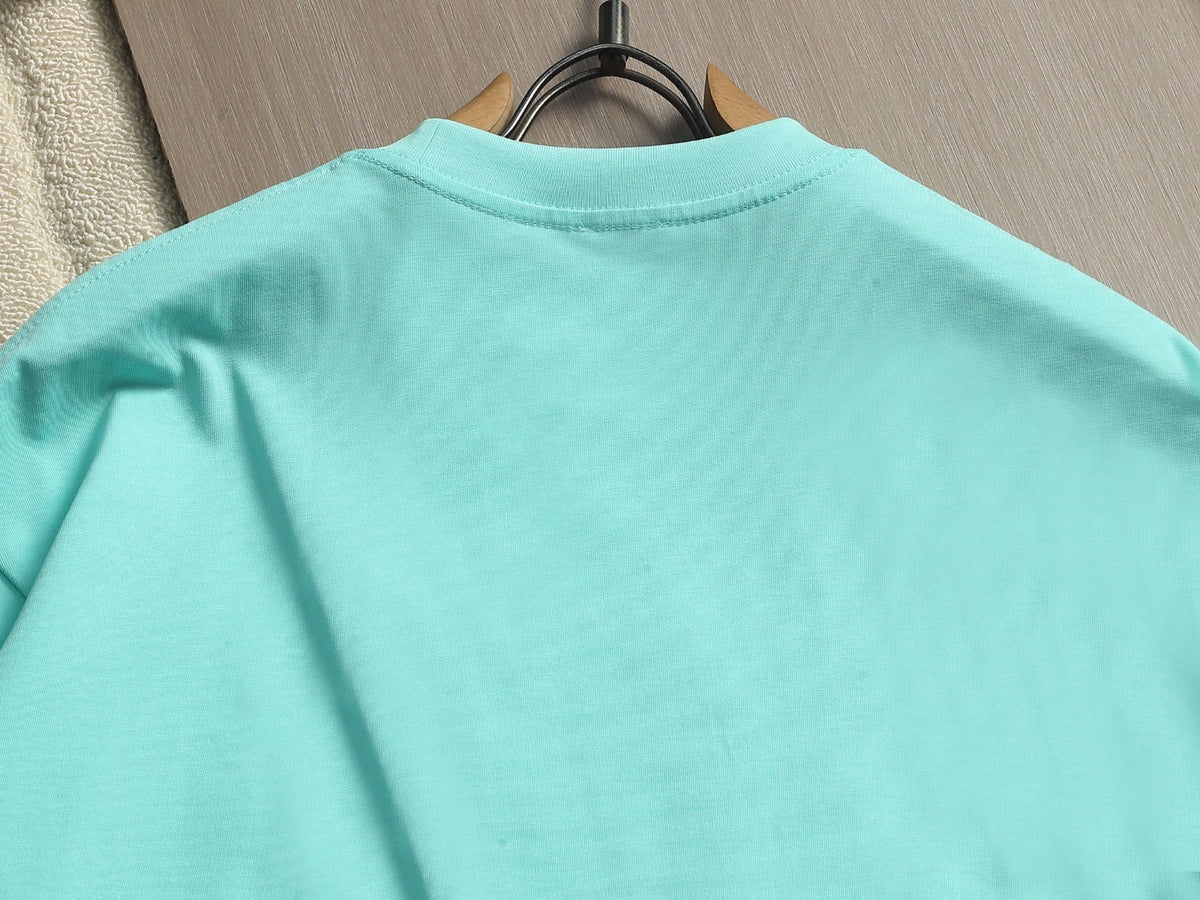 Loewe Men Logo Loose-Fit T-Shirt Light Blue Cotton