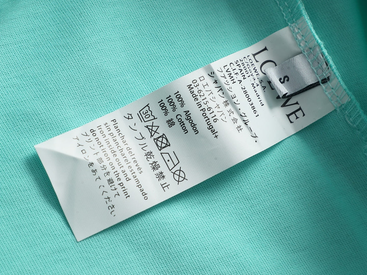 Loewe Men Logo Loose-Fit T-Shirt Light Blue Cotton