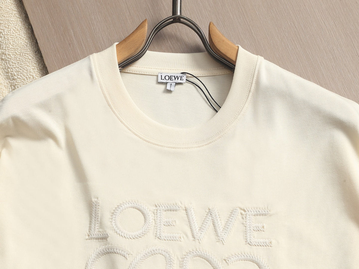 Loewe Men Logo Loose-Fit T-Shirt Cream Cotton