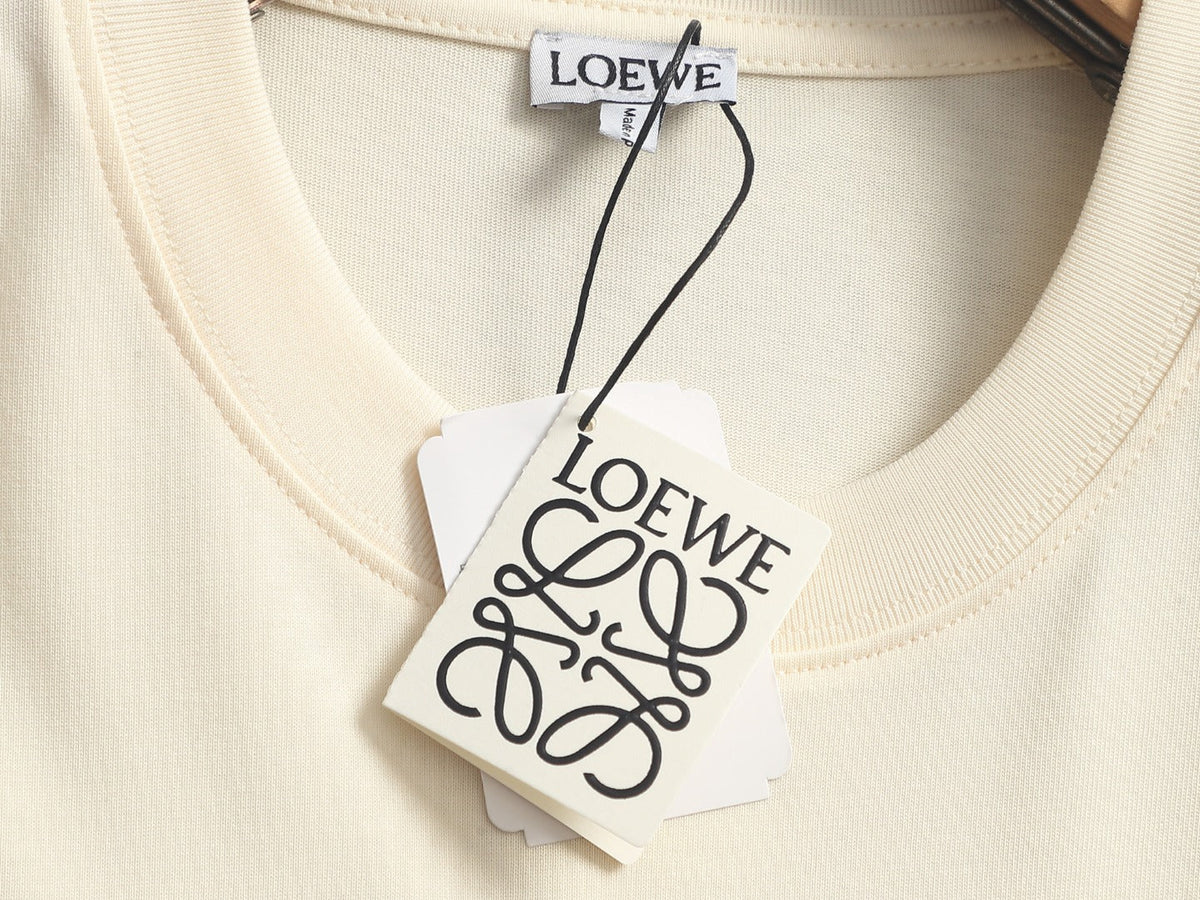 Loewe Men Logo Loose-Fit T-Shirt Cream Cotton