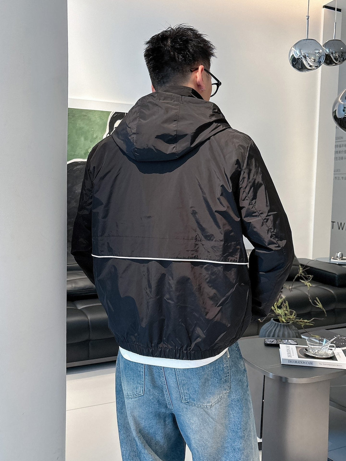 Prada Men’s Windbreaker Jacket Black Nylon Fabric