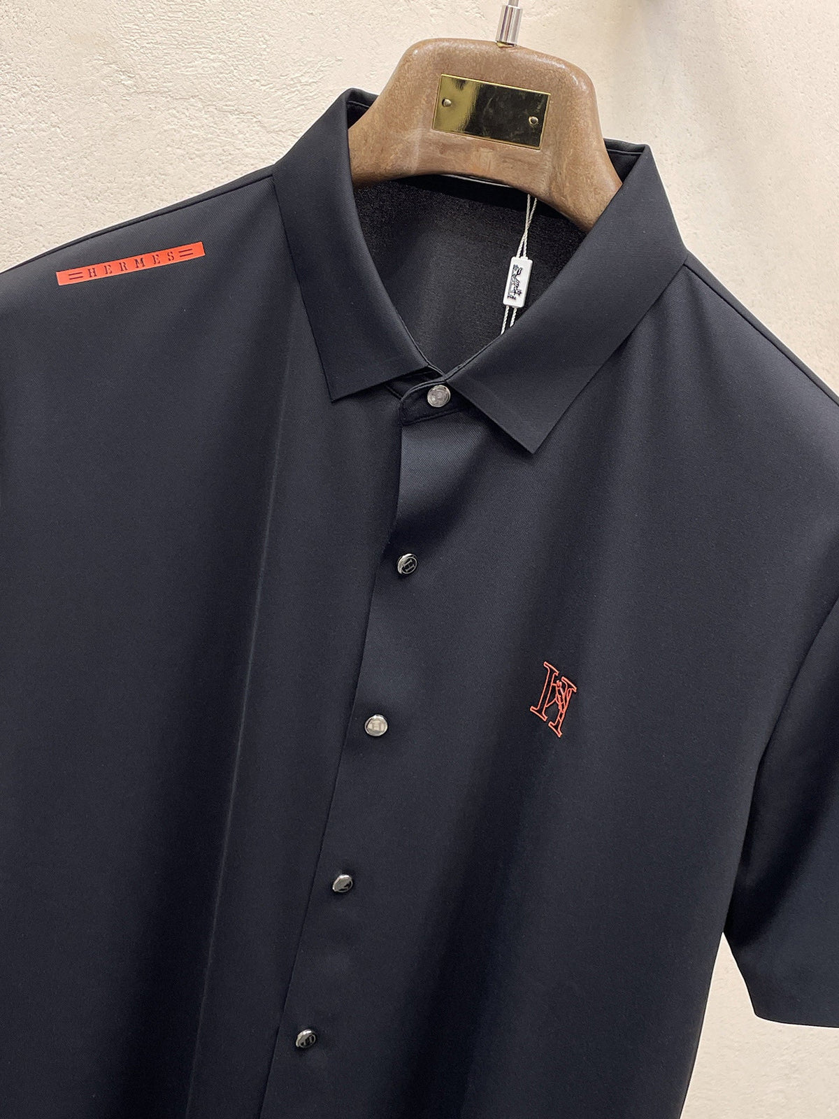 HM Men Short-Sleeve Polo Shirt Black Silk