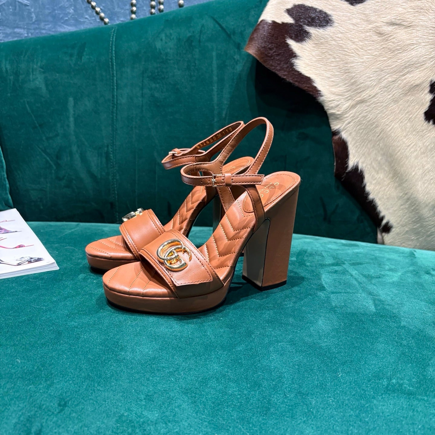 GG Platform Sandals With The Double G Brown Leather 741237