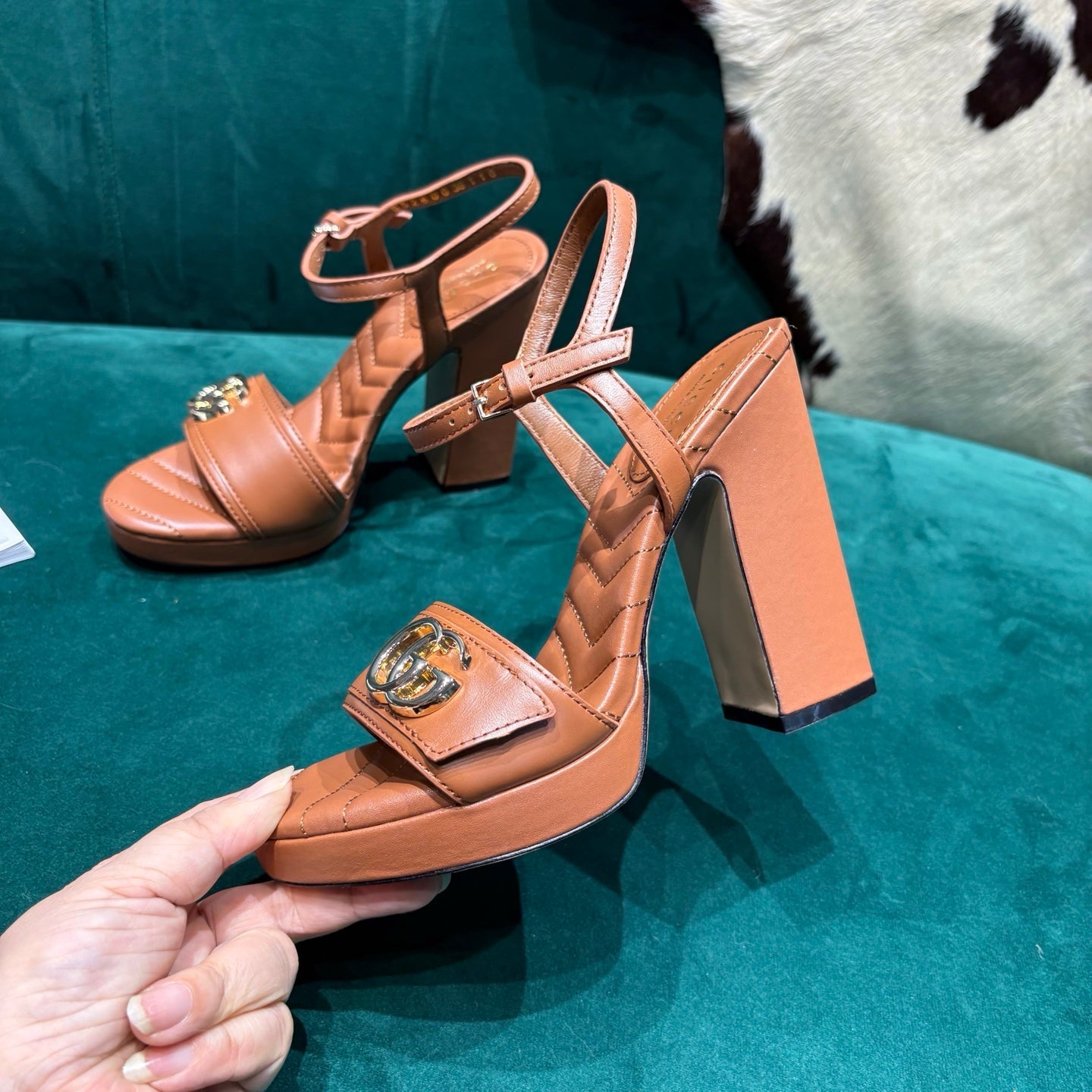GG Platform Sandals With The Double G Brown Leather 741237