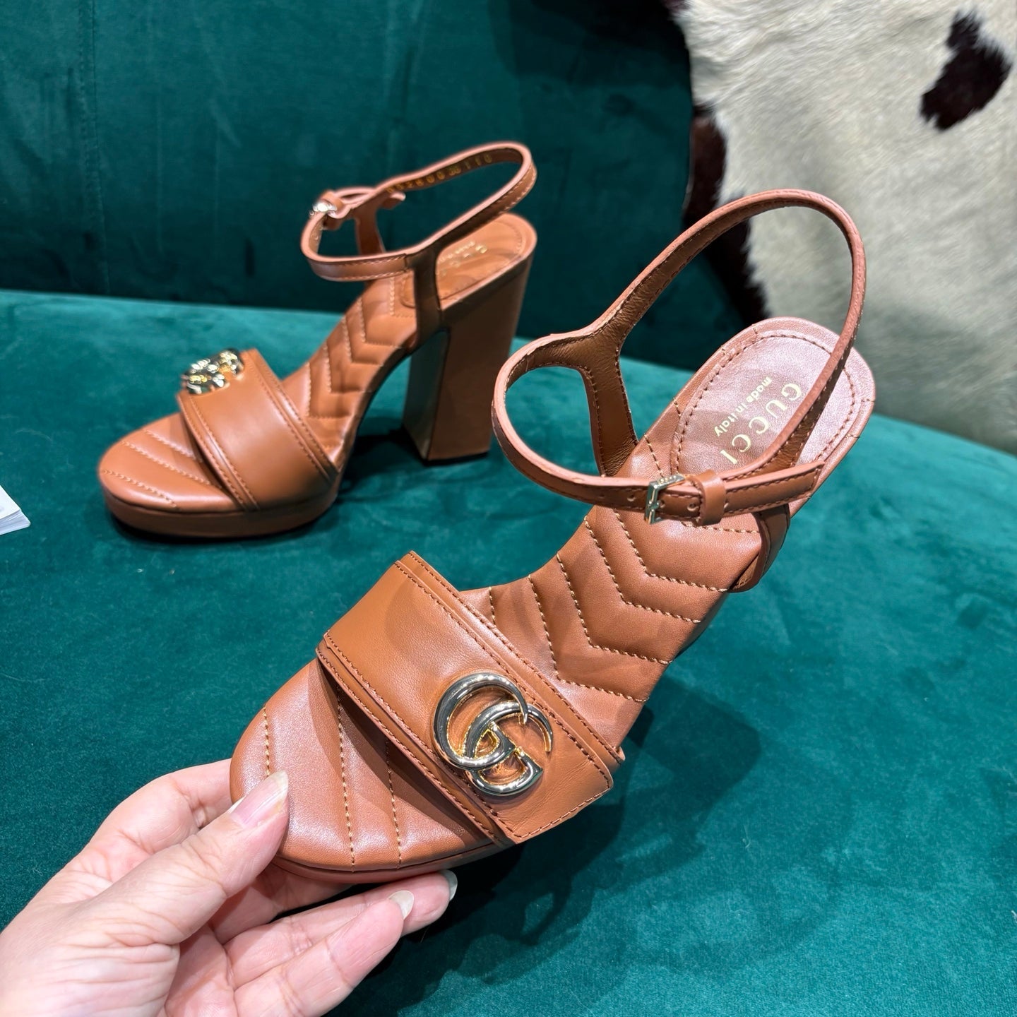 GG Platform Sandals With The Double G Brown Leather 741237