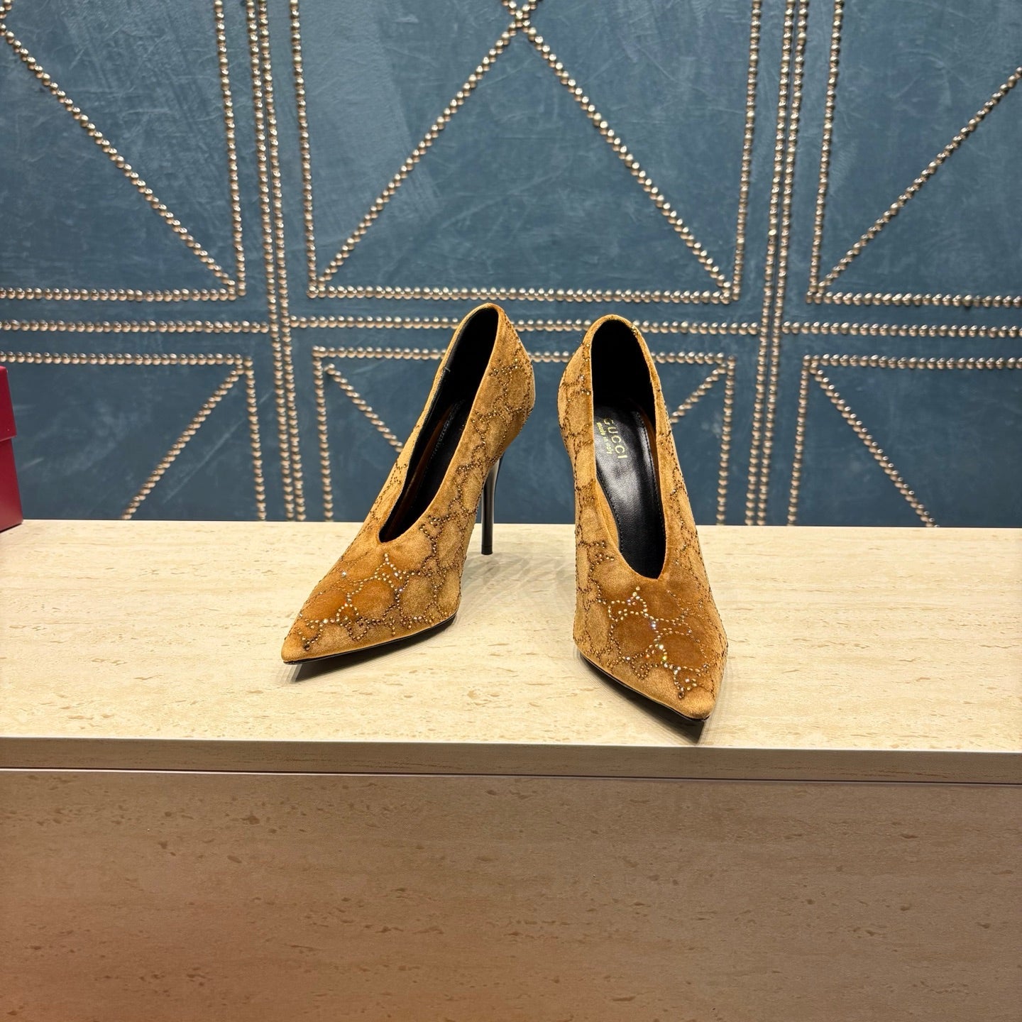 GG High-Heeled Pump 10.5cm Brown Velvet 741293