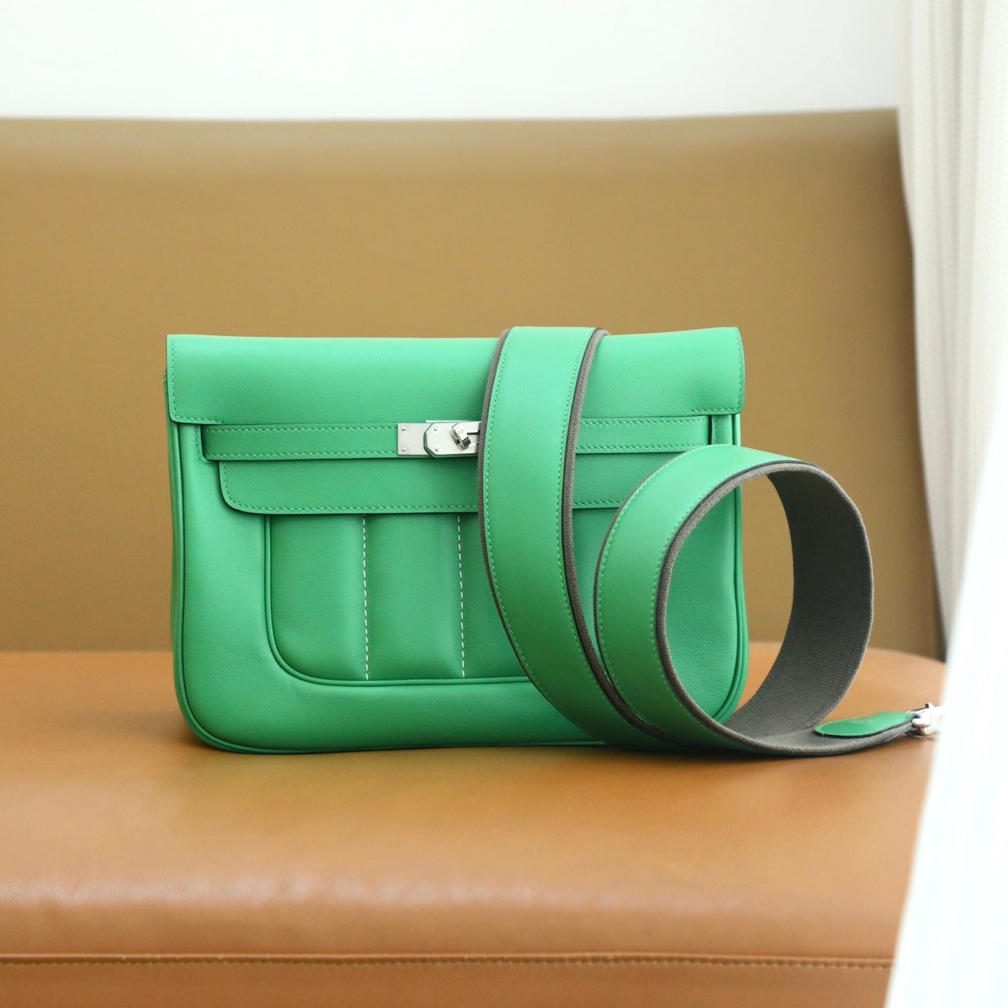 HM Berline Bag 28cm Green Calfskin 284547 (Production time: 25 days)