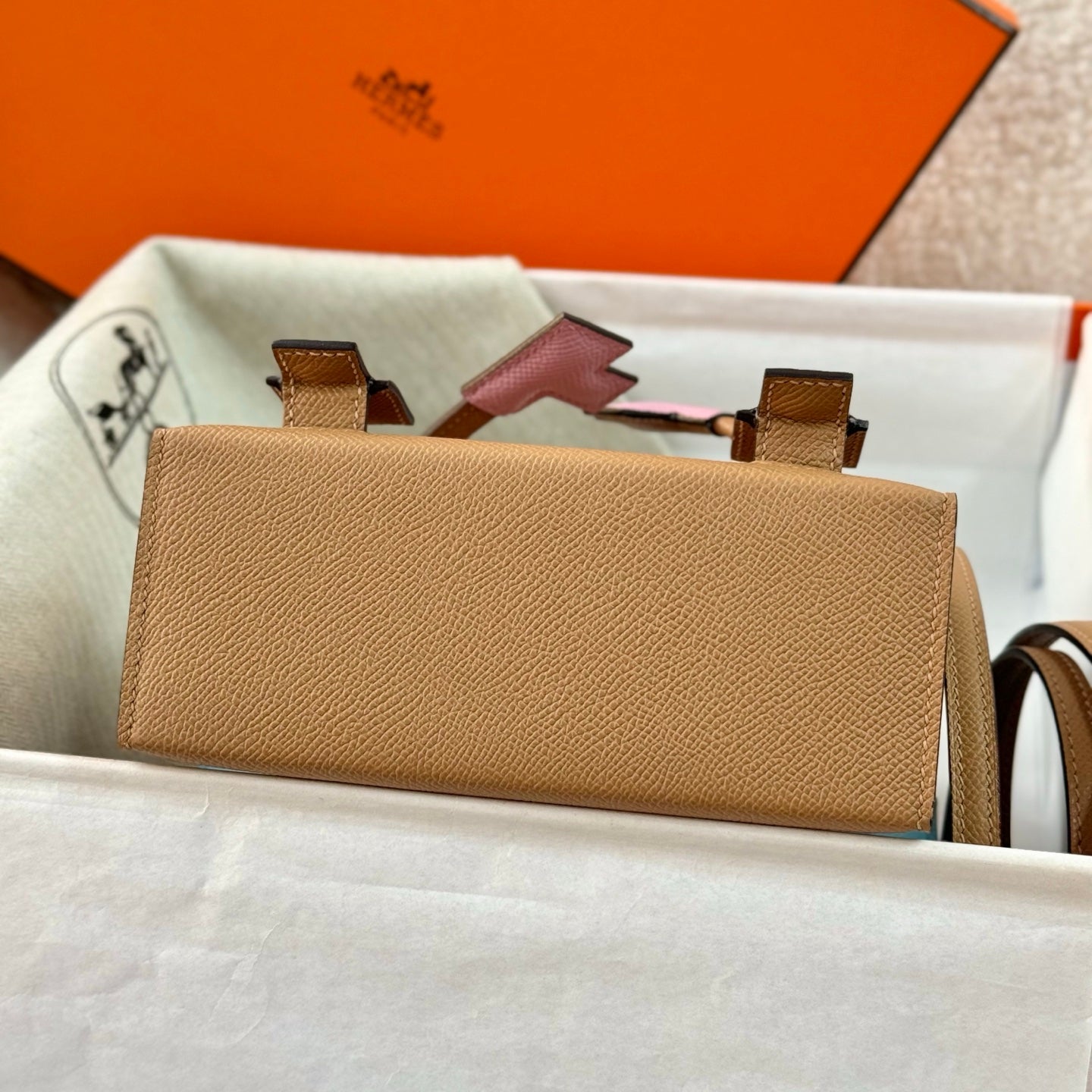 HM Kelly Doll Bag 18cm Light Pink Brown EpsomLeather 284562