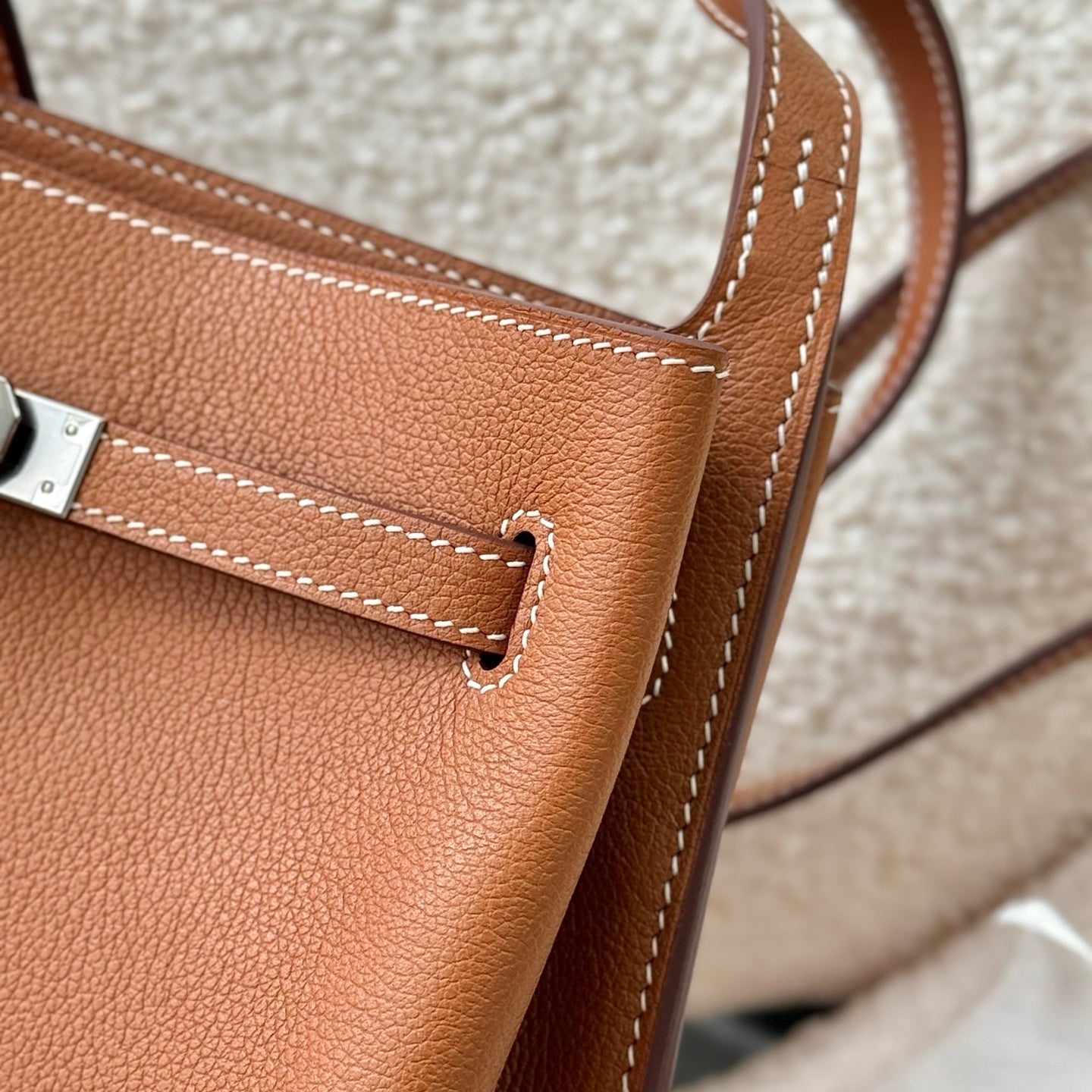 HM So Kelly Shoulder Bag 22cm Tan Brown Cowhide 284535