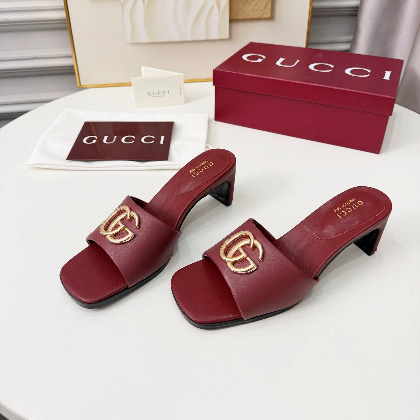 GG 2026 Early Spring Sandals Burgundy Sheepskin 688531