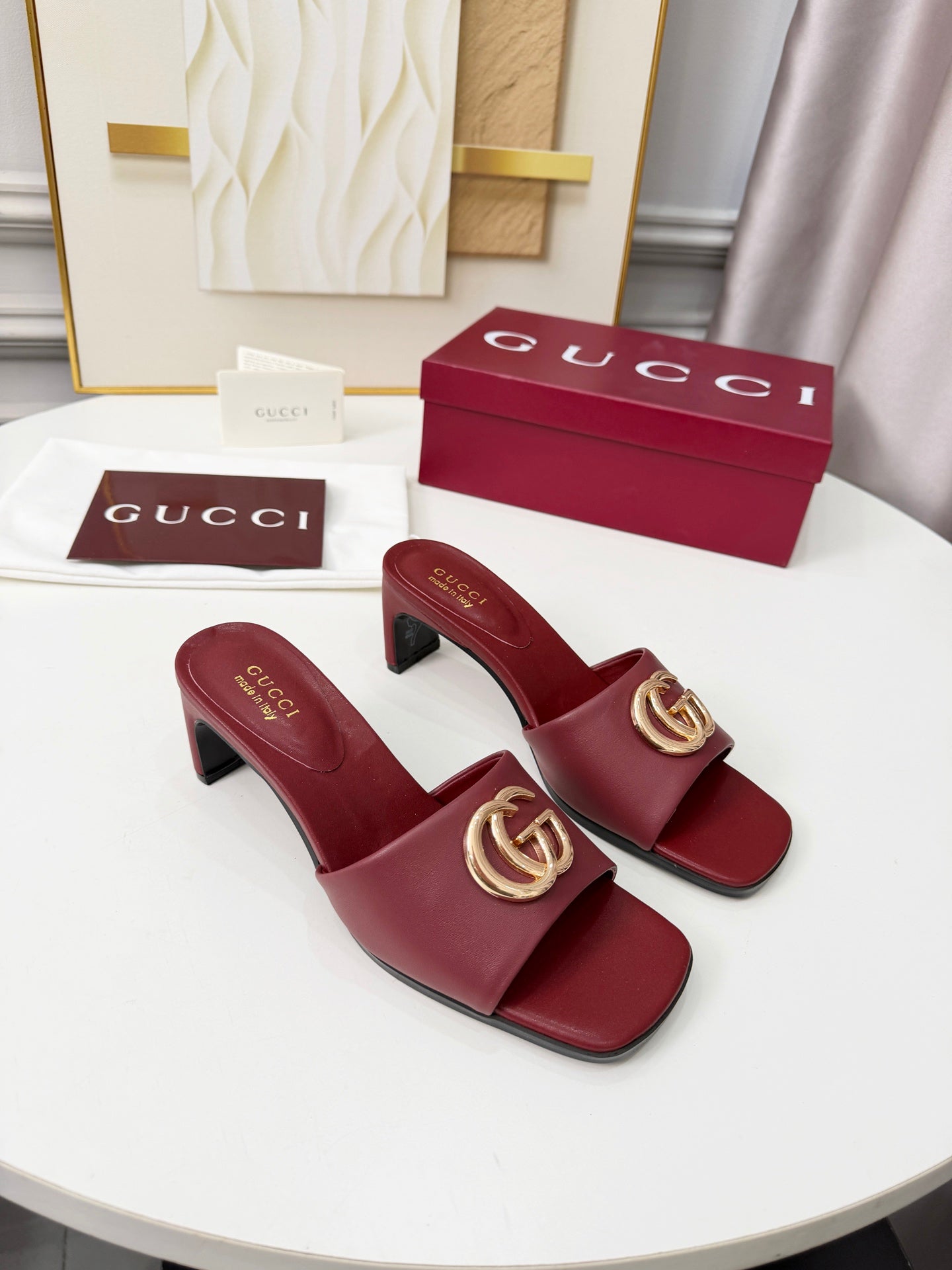 GG 2026 Early Spring Sandals Burgundy Sheepskin 688531