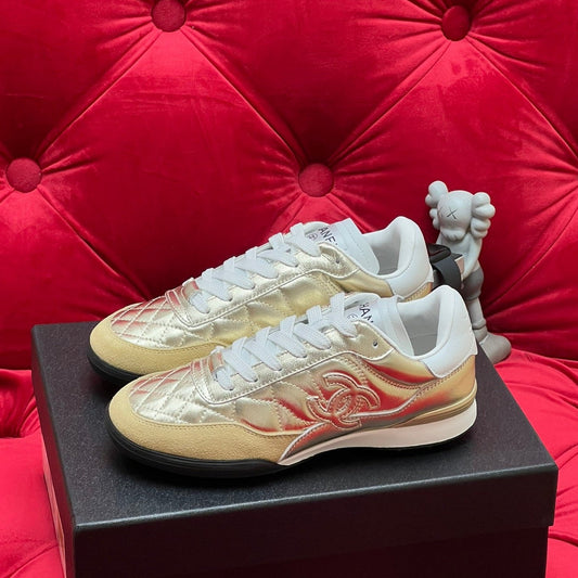 cc low sneaker gold metalic quilted calfskin