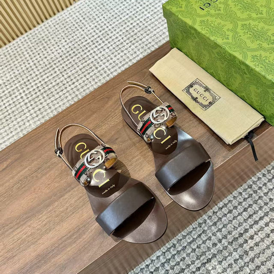 GG Interlocking Sandal Coffee Canvas & Leather 864288