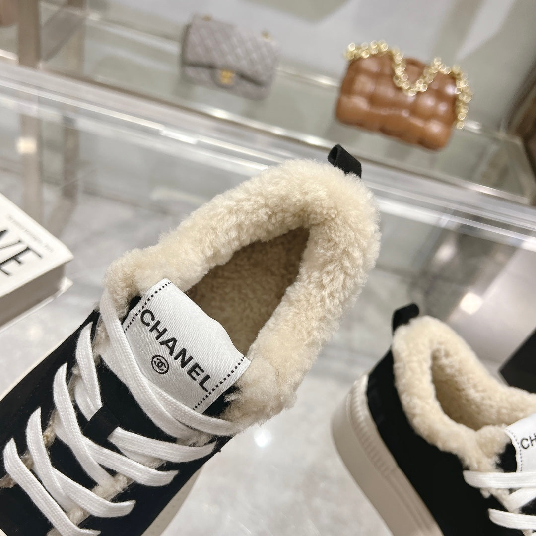 CC Sneaker Black Suede Wool Lining