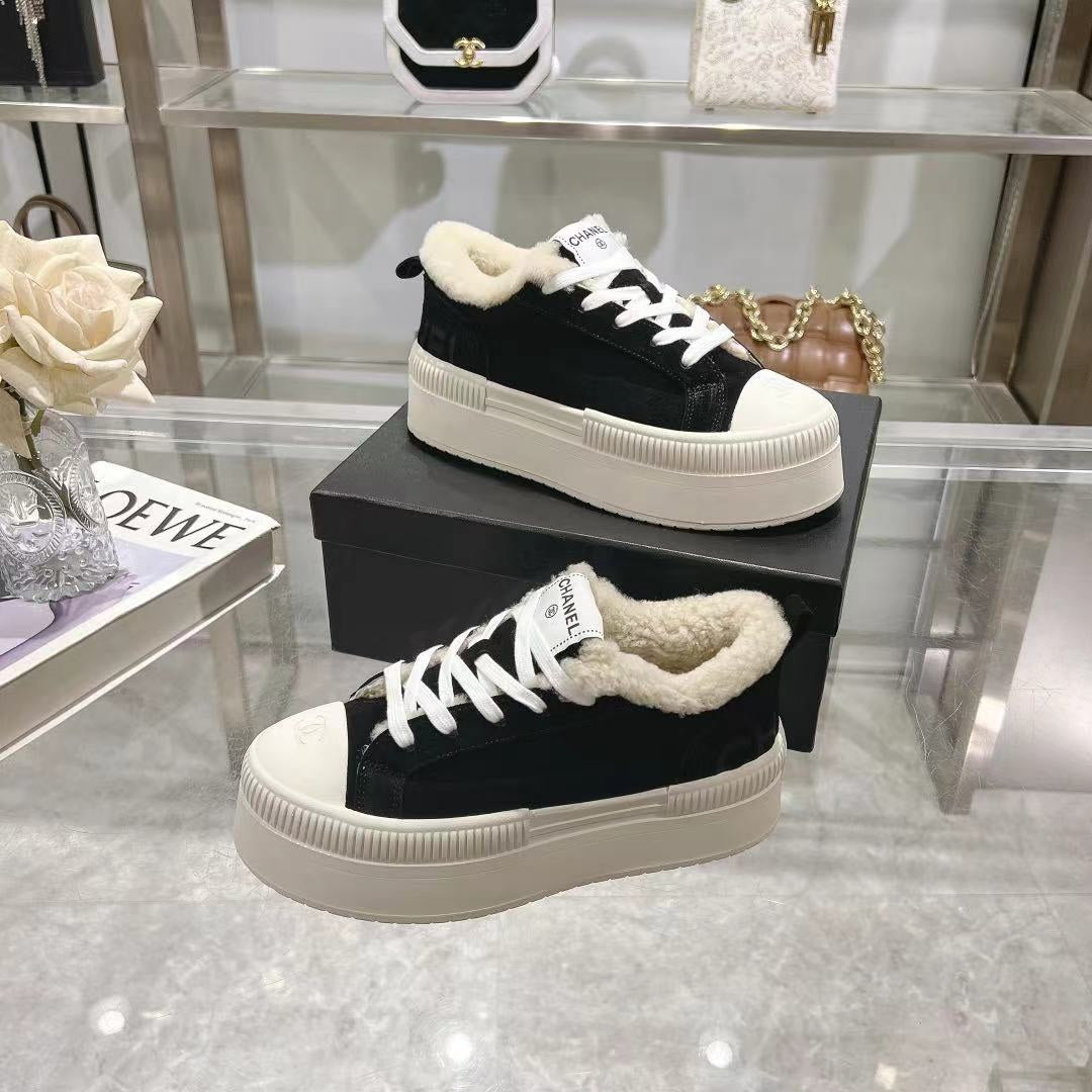CC Sneaker Black Suede Wool Lining