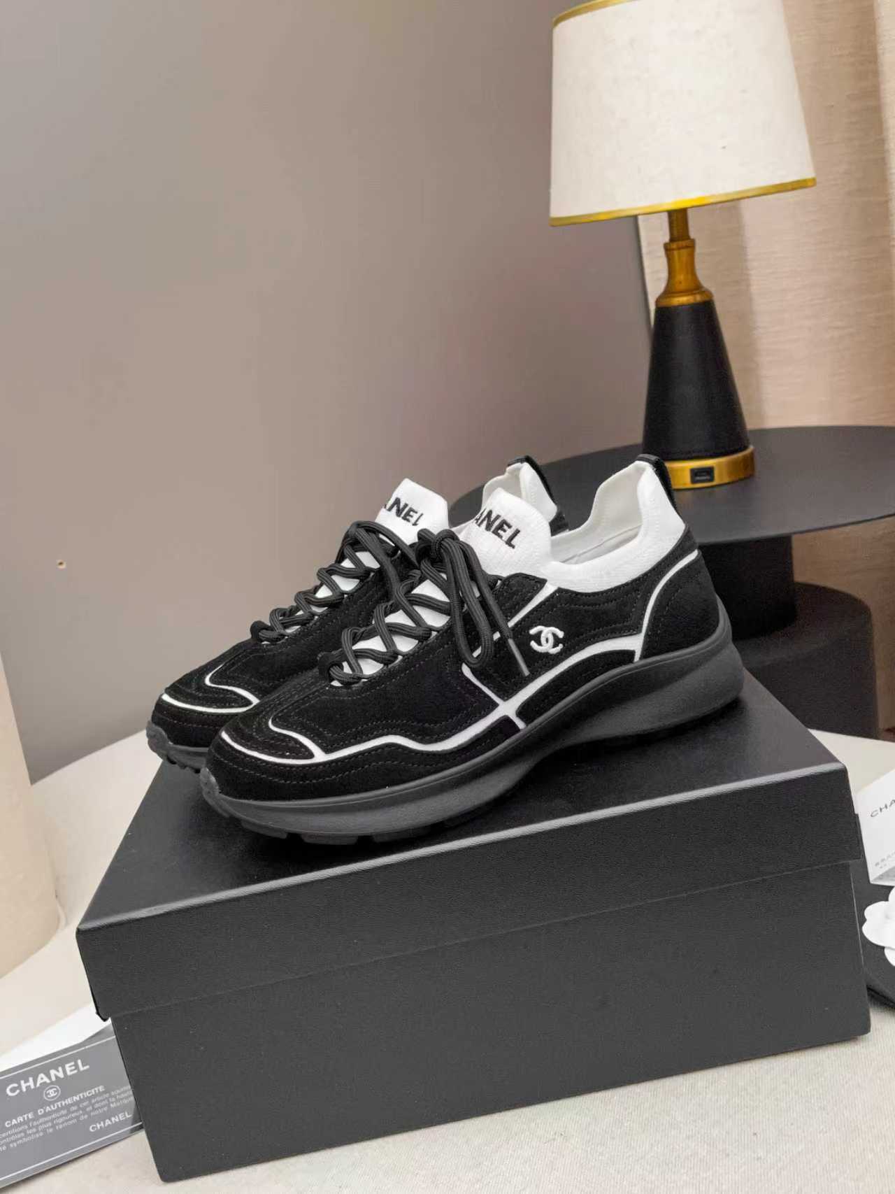CC Métiers d’art 2026 Sneakers Black White Calfskin Fibers 846391