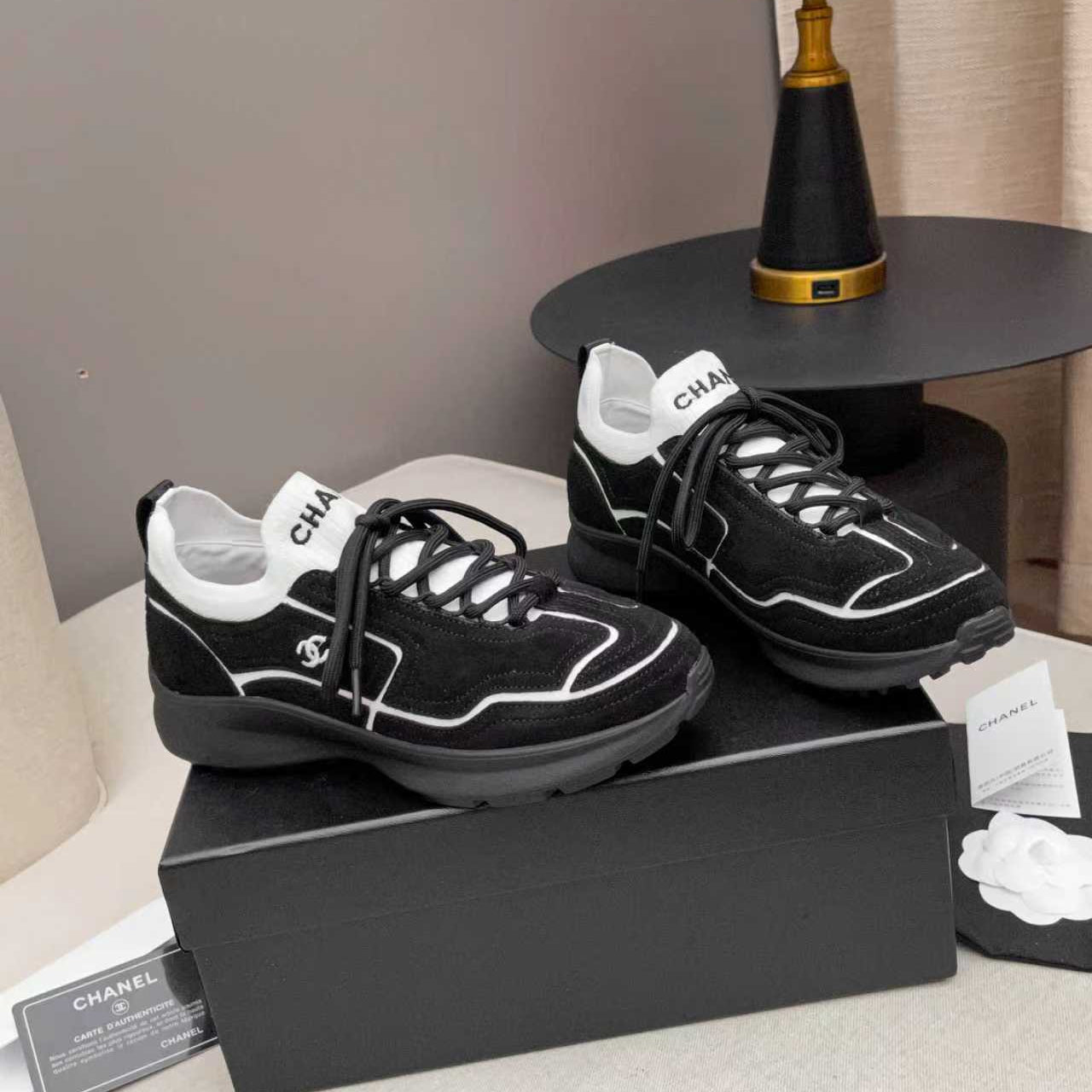 CC Métiers d’art 2026 Sneakers Black White Calfskin Fibers 846391