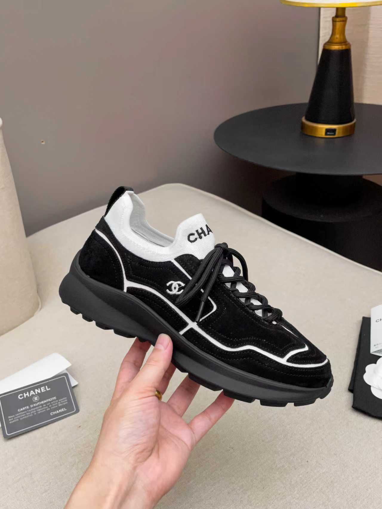 CC Métiers d’art 2026 Sneakers Black White Calfskin Fibers 846391