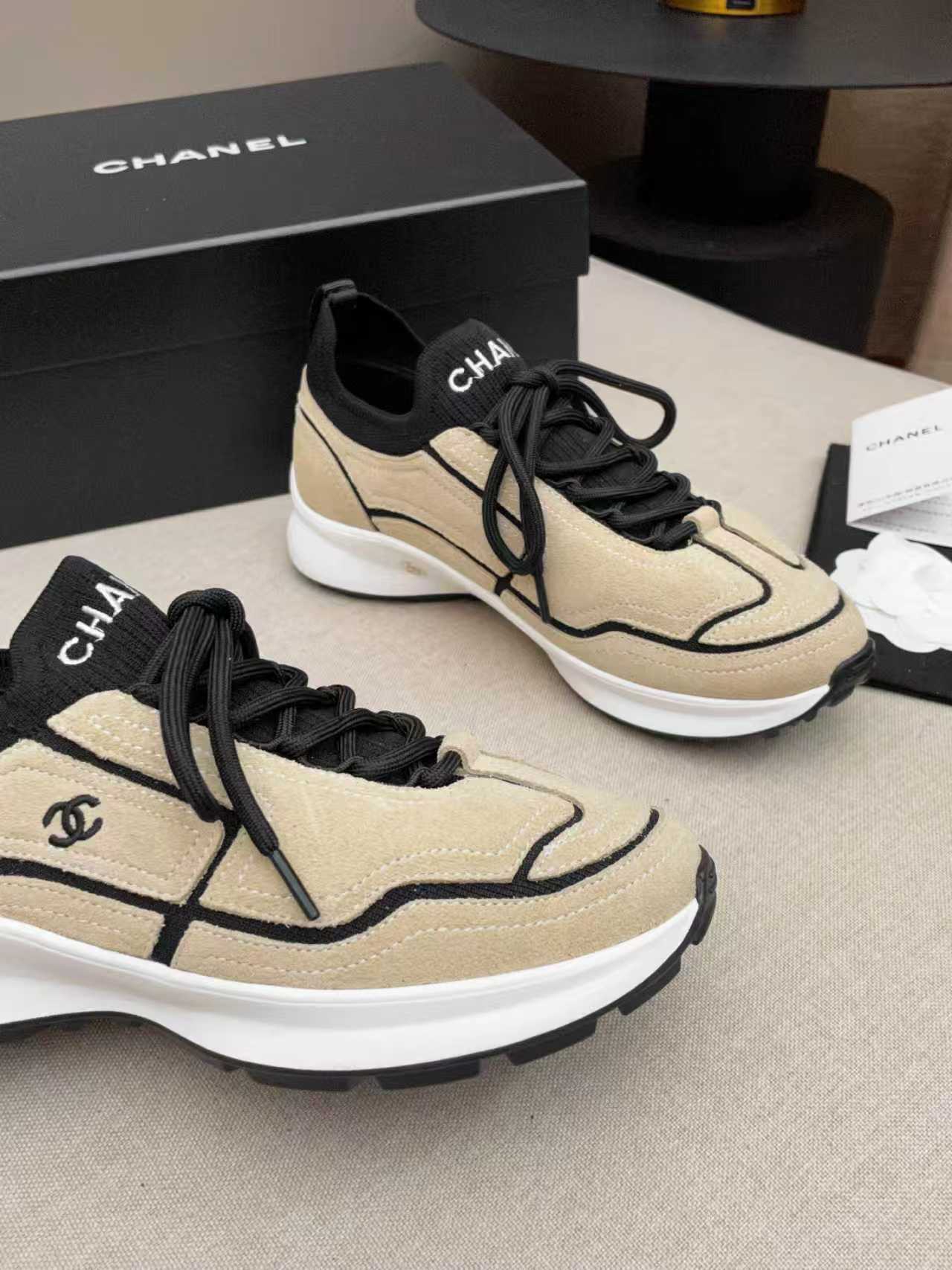 CC Métiers d’art 2026 Sneakers Black Beige Calfskin Fibers 846393