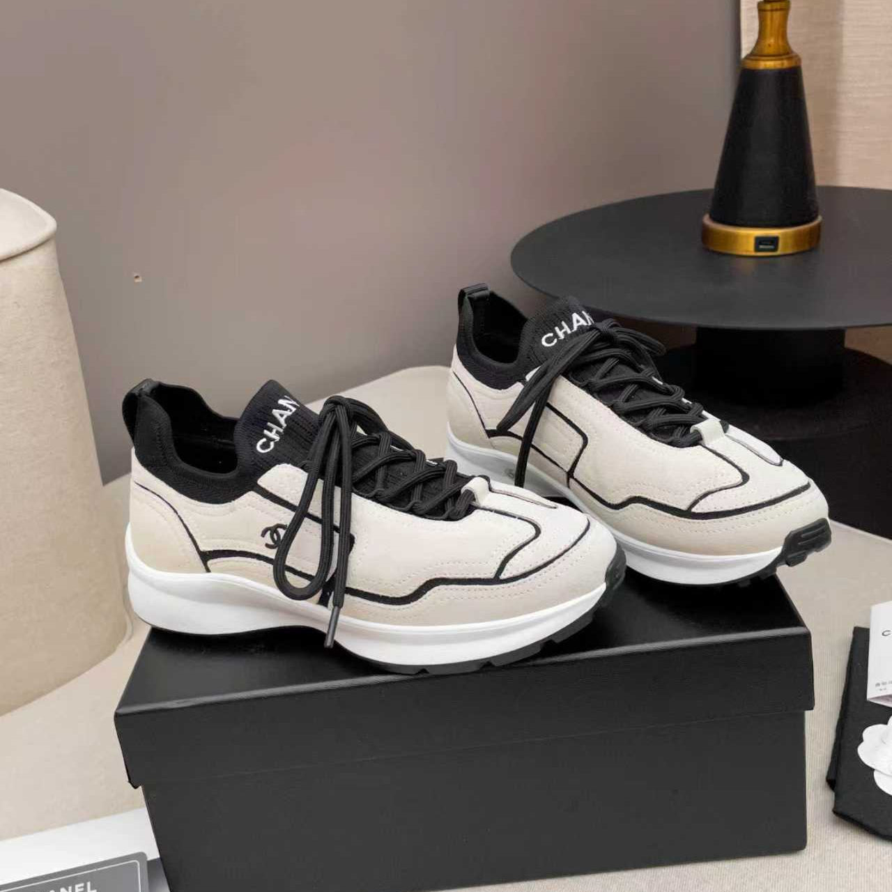 CC Métiers d’art 2026 Sneakers Black White Calfskin Fibers 846394