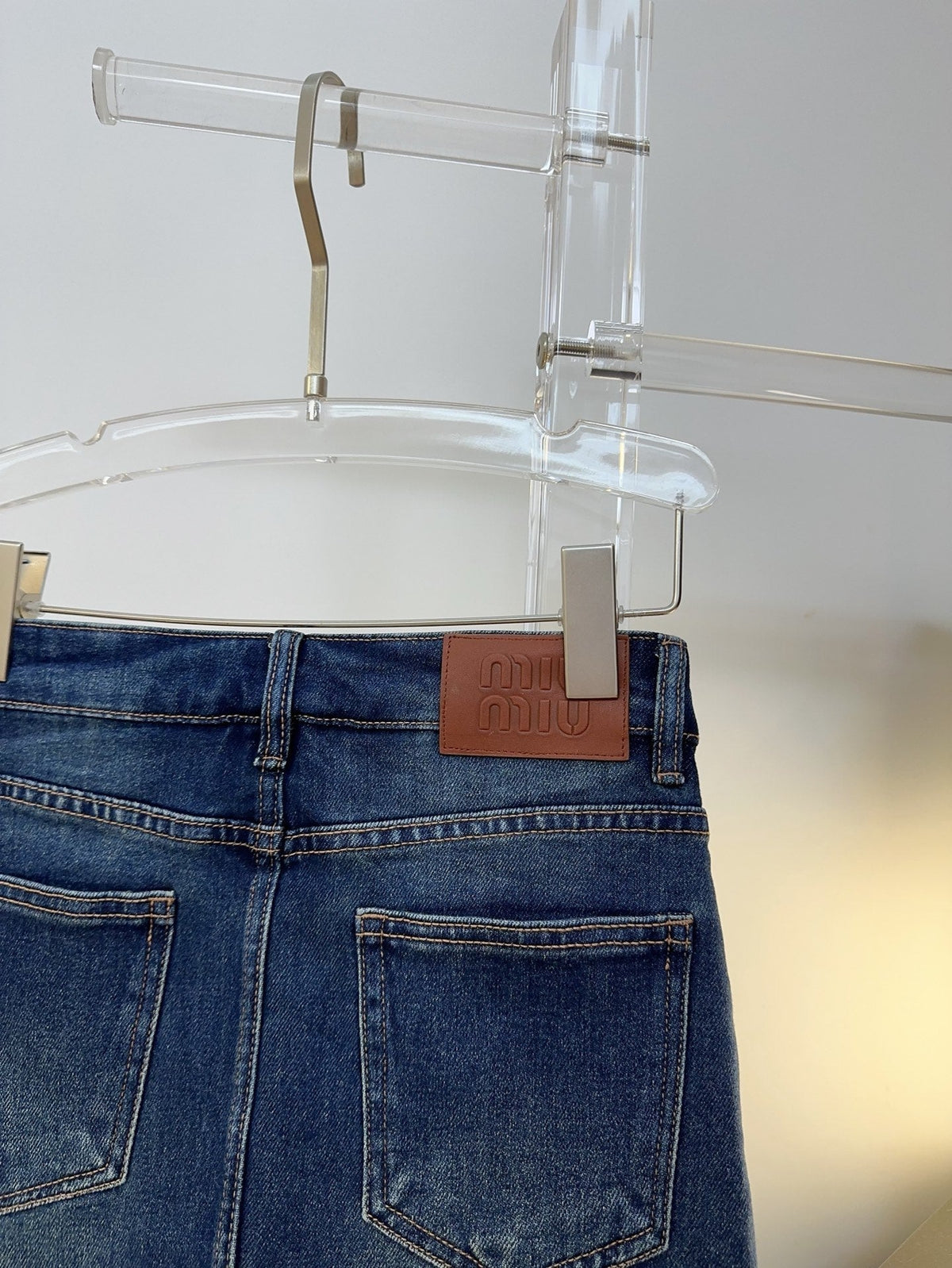 Miu Miu 26s Jeans Skirt-Overlay Wide-Leg Blue Denim 429844