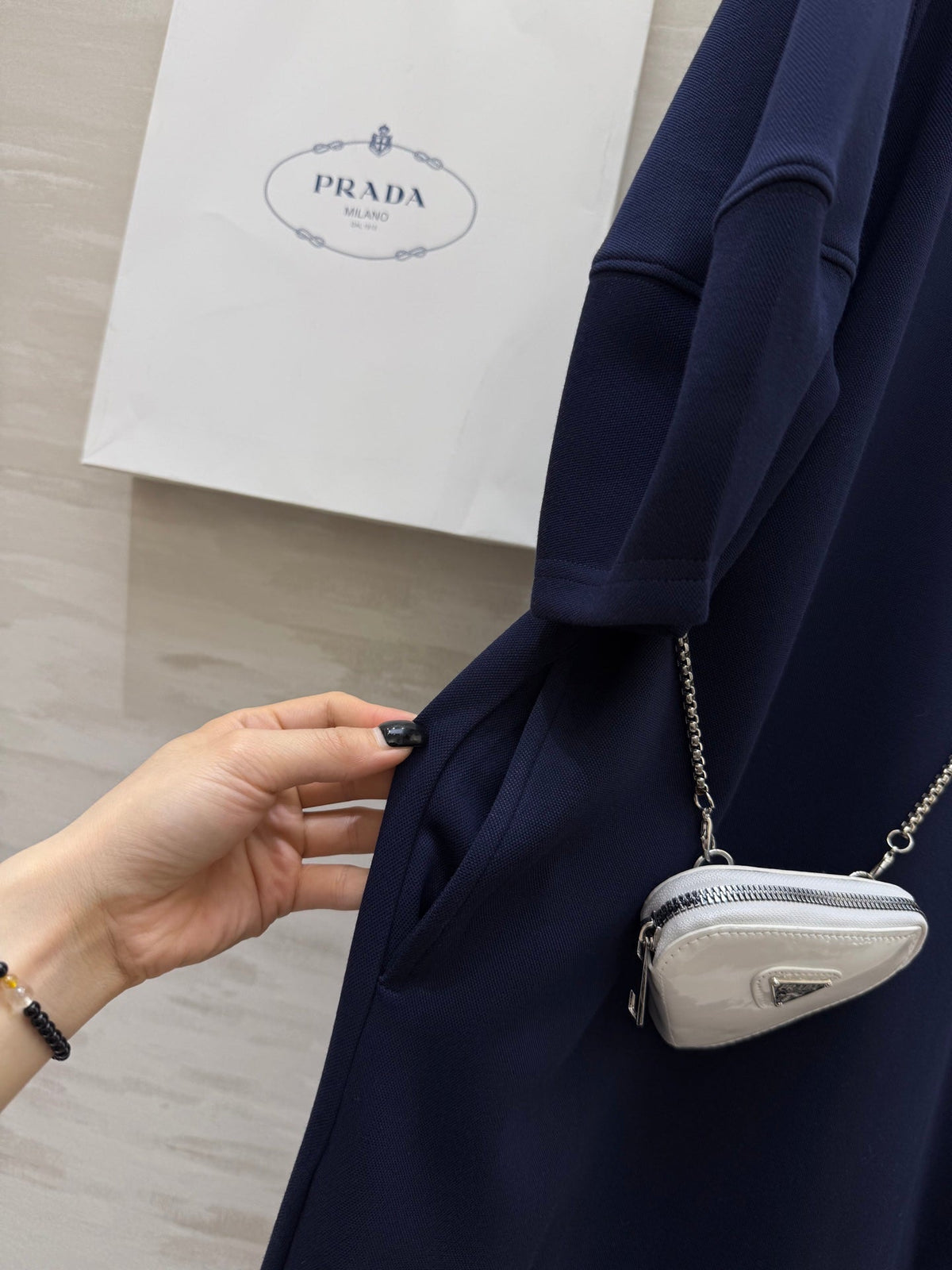 Prada 25 Triangle Logo Casual Dress Blue Cotton