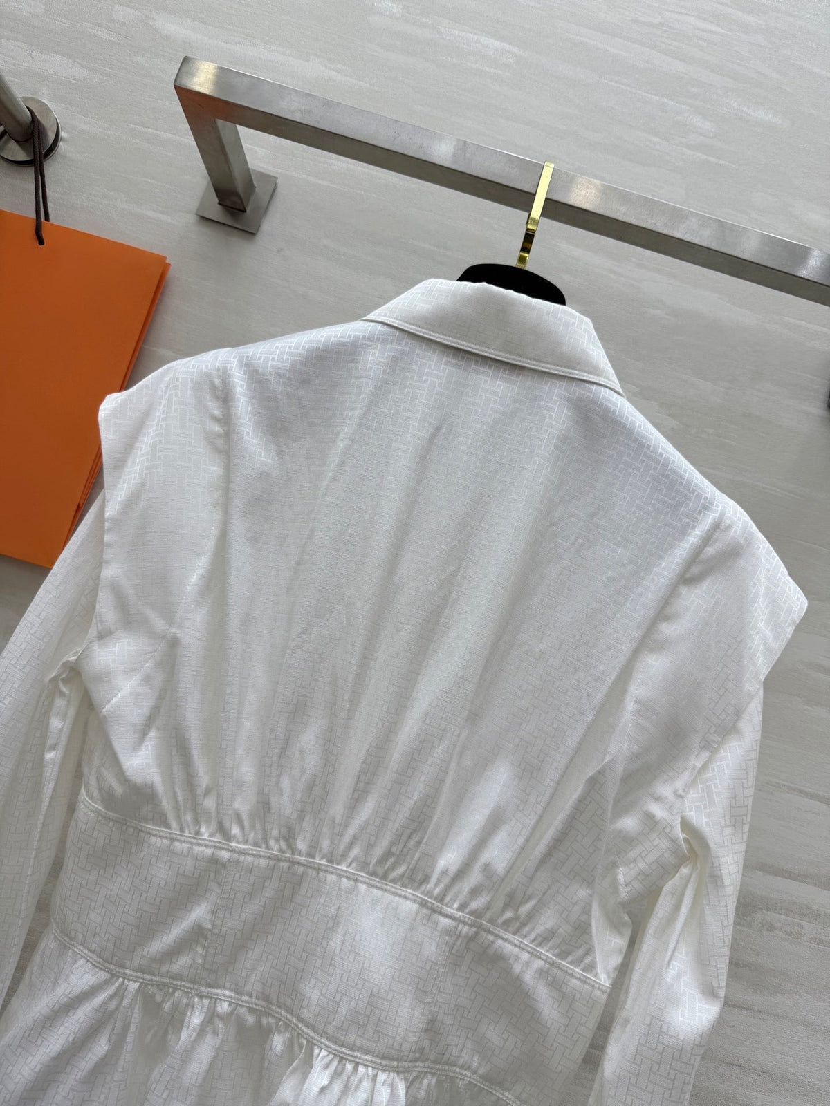 HM Jacquard Shirt with Slim Fit White Silk Cotton 346524