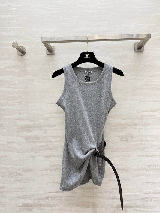 Loewe 26s Ribbed Vest With Belt Grey Cotton 363678