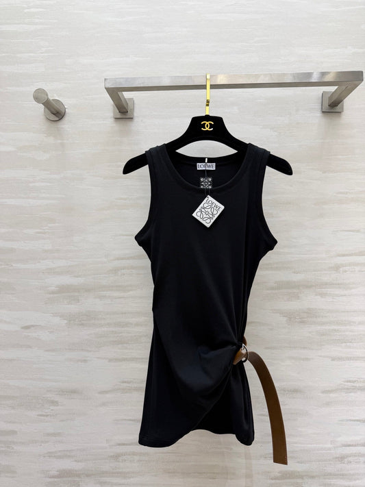 Loewe 26s Ribbed Vest With Belt Black Cotton 363680
