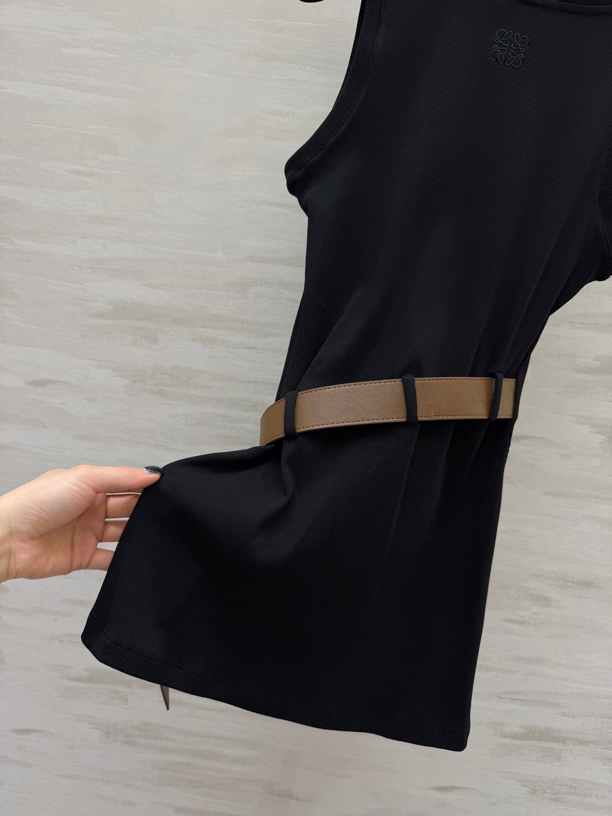 Loewe 26s Ribbed Vest With Belt Black Cotton 363680