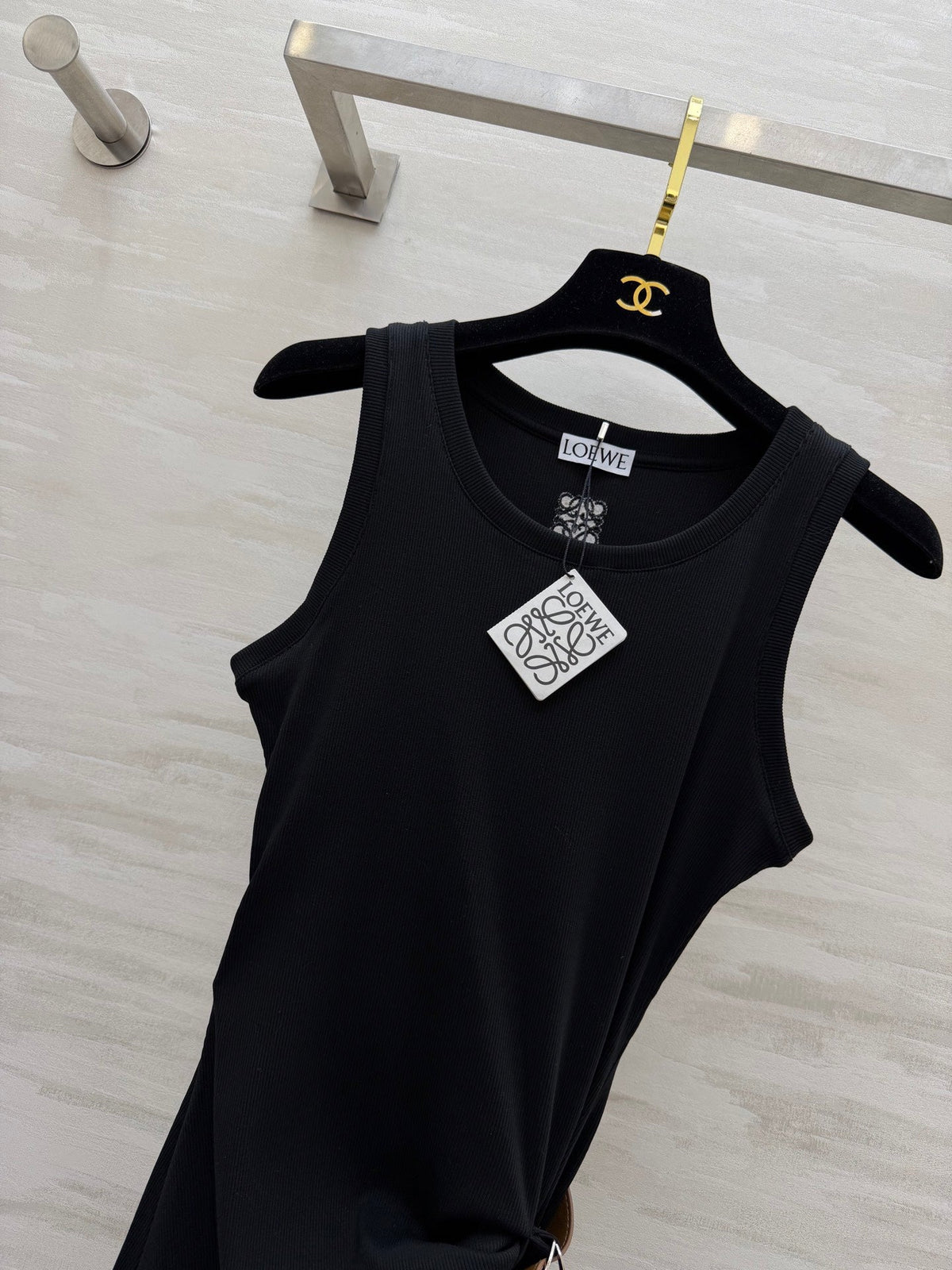 Loewe 26s Ribbed Vest With Belt Black Cotton 363680