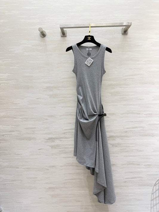 Loewe 26s Tank Dress With Belt Grey Cotton 363671