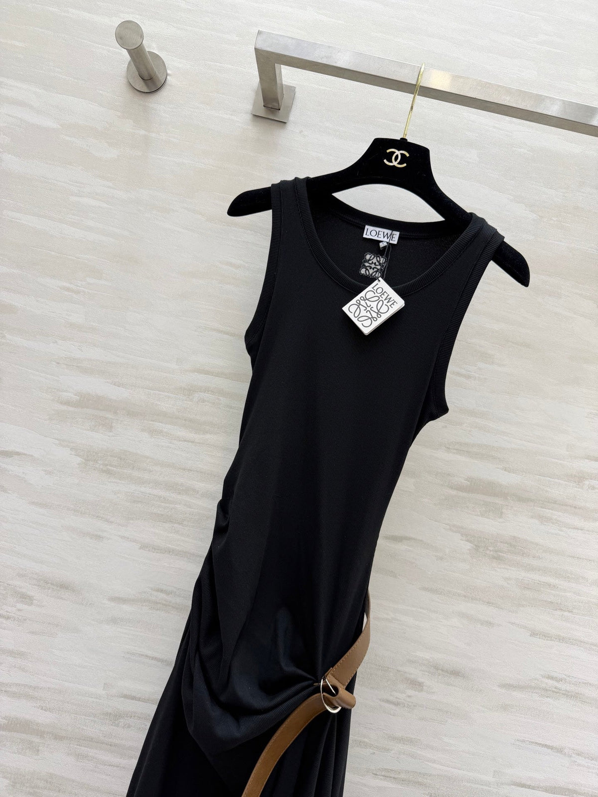 Loewe 26s Tank Dress With Belt Black Cotton 363673