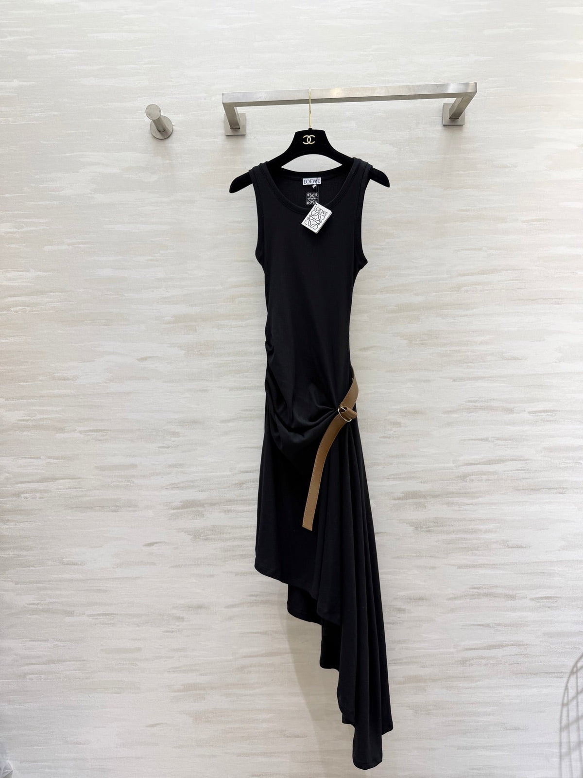 Loewe 26s Tank Dress With Belt Black Cotton 363673