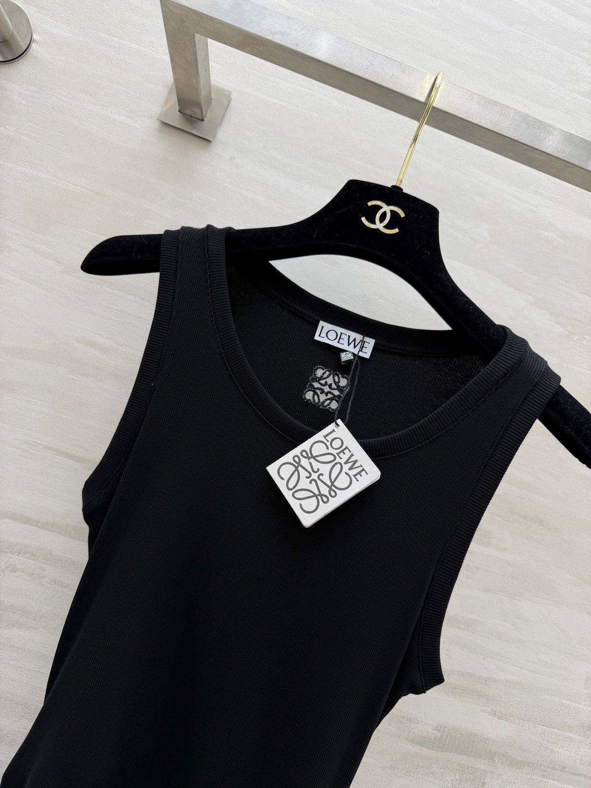 Loewe 26s Tank Dress With Belt Black Cotton 363673