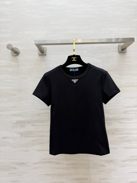 Prada 26s Triangle Logo T-Shirt Black Coton 363566