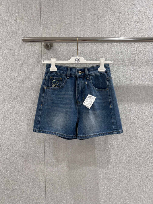 Loewe 26Ss Embroidered Denim Shorts