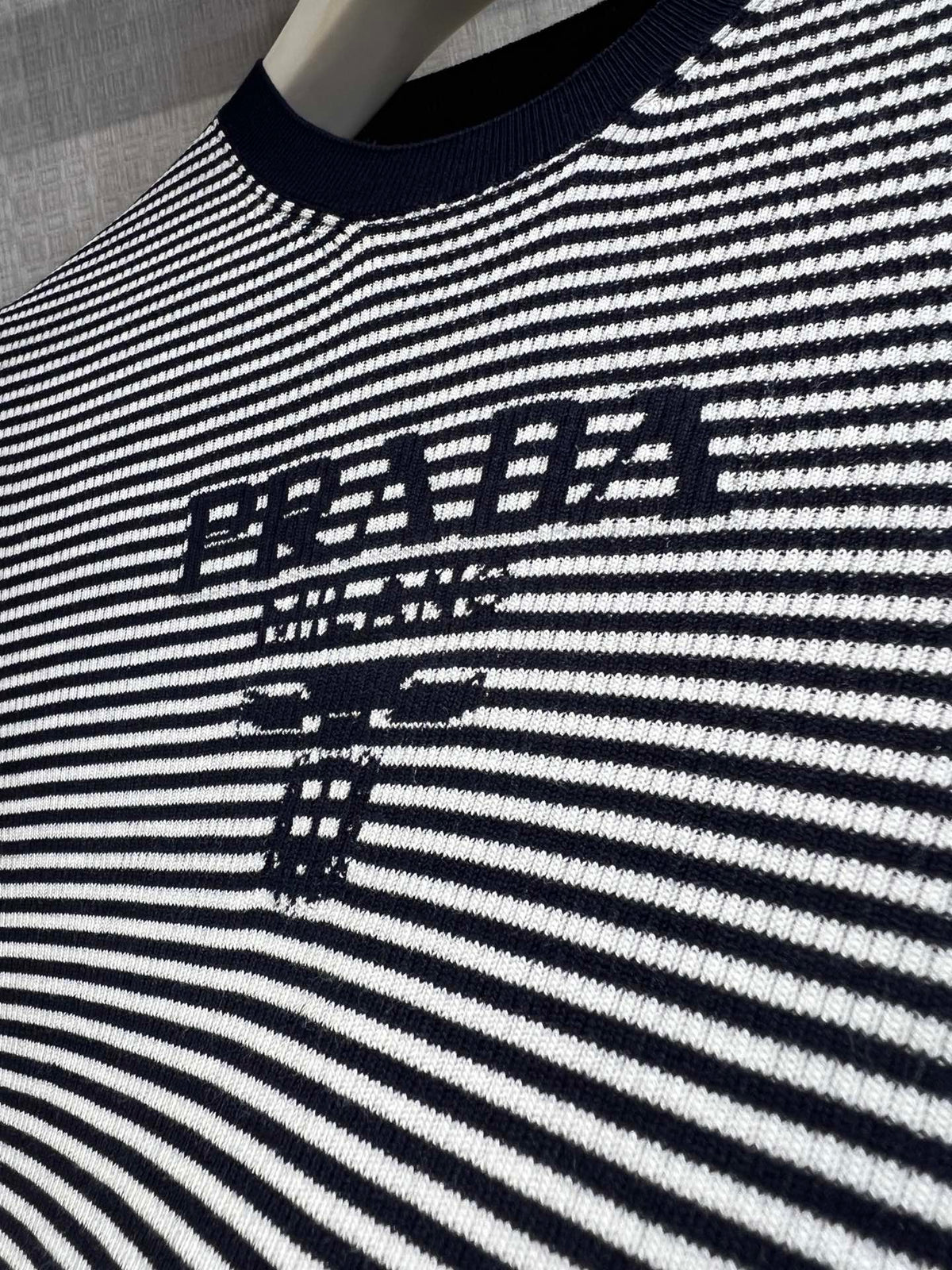Prada 26s Crew-Neck Sweater Black White Mulberry Silk