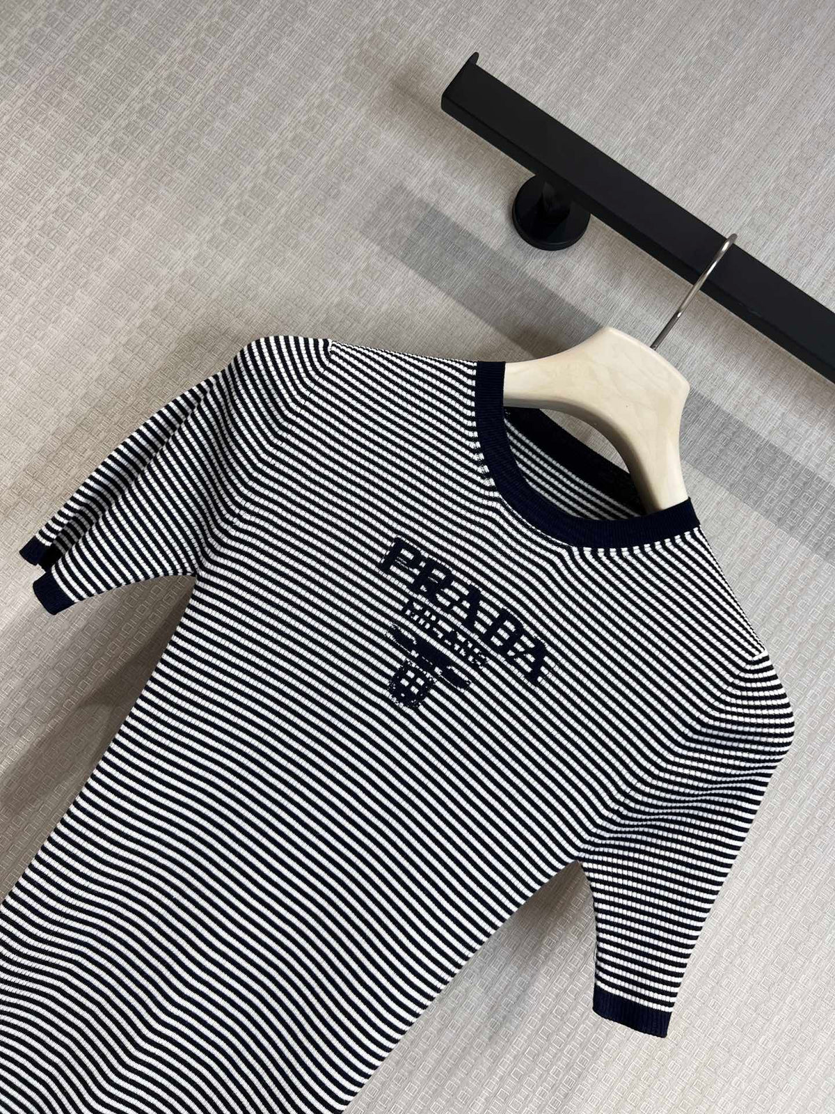 Prada 26s Crew-Neck Sweater Black White Mulberry Silk