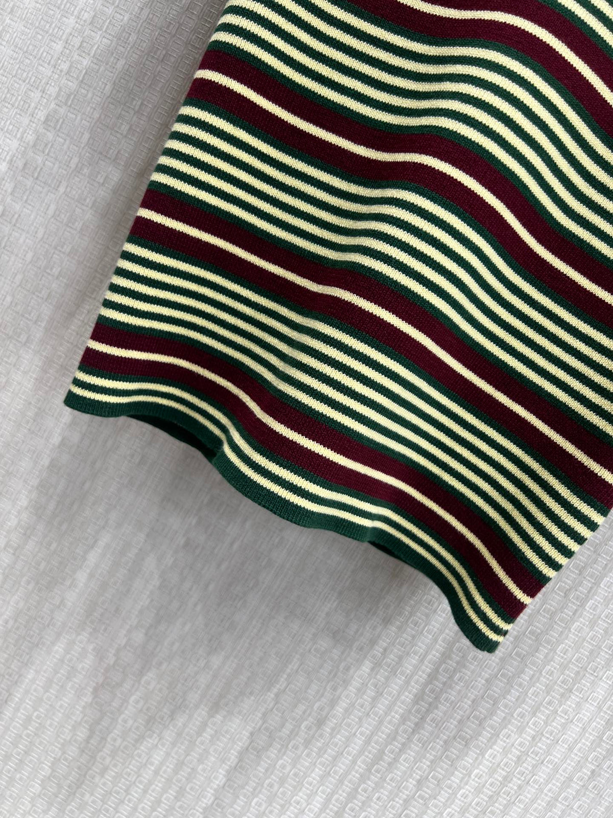 Prada Short-Sleeved Striped Sweater Green Brown Cotton