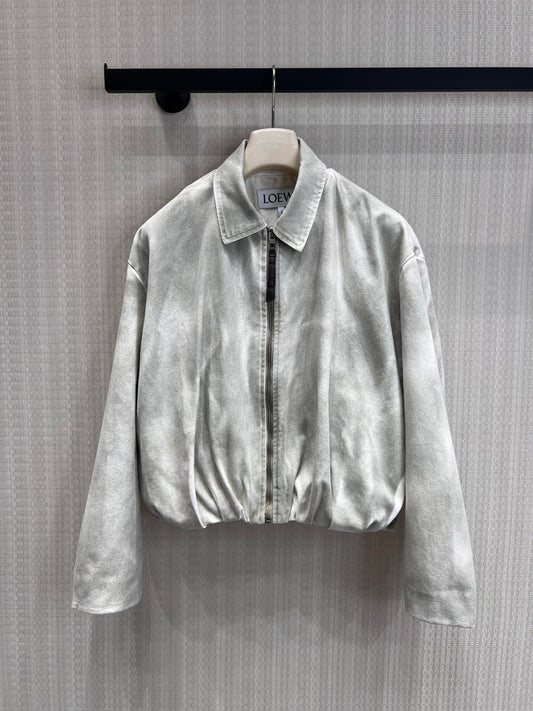 Loewe 26s Draped Jacket Light Grey Cotton 370171