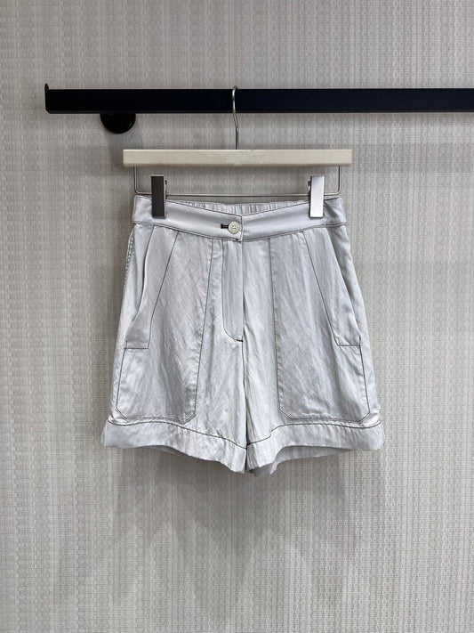 Prada Chambray Jersey Short White Grey Cotton